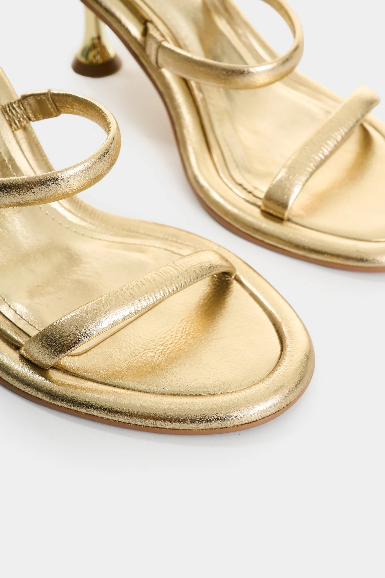Radiant Gold Foil Leather Heeled Sandals for Women - Image 5