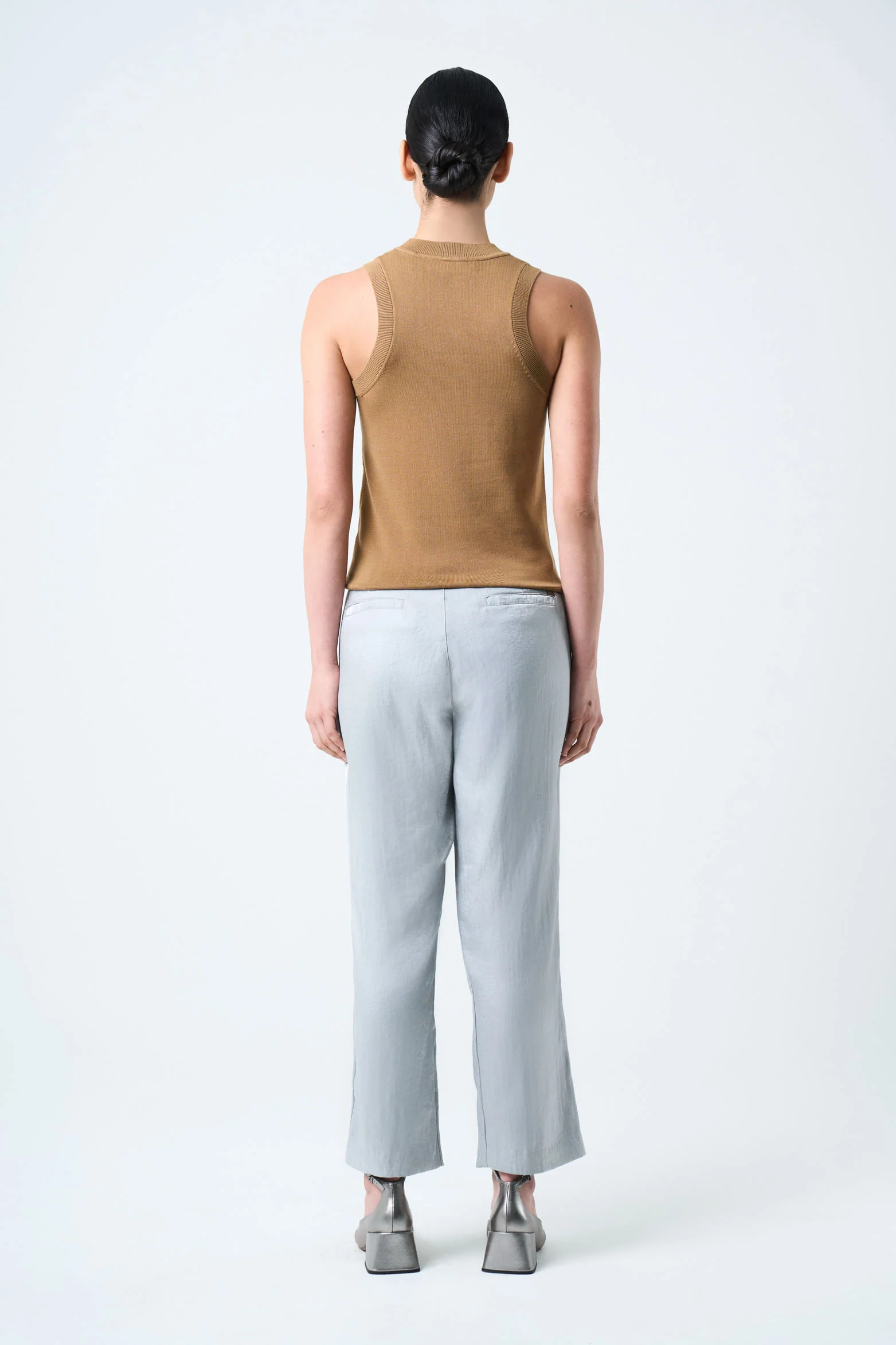 Rectilinear Knit Tank Top for Women Sleeveless Honey - Image 3