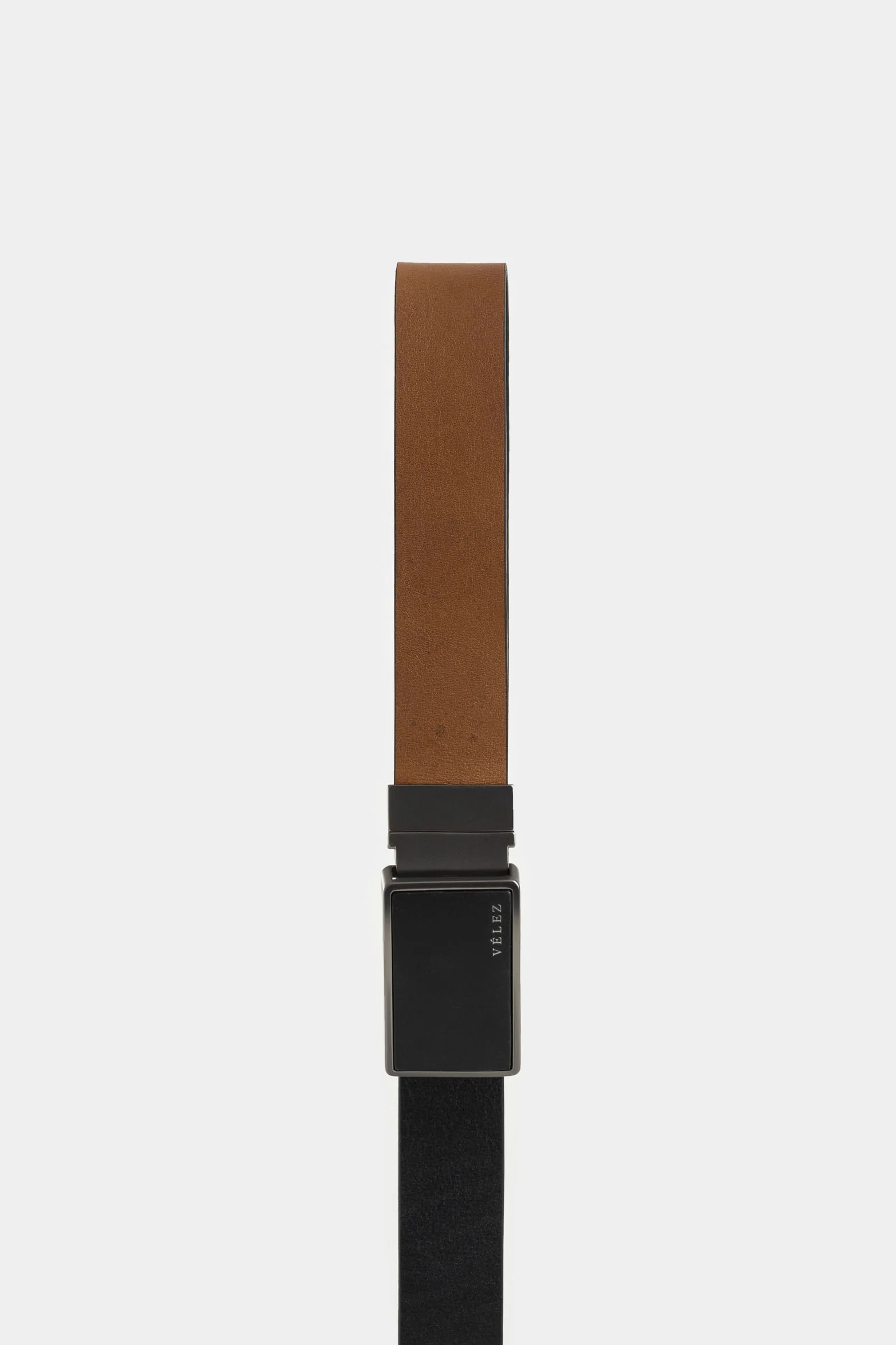 Reversible Leather Belt with Contrast Buckle - Image 2