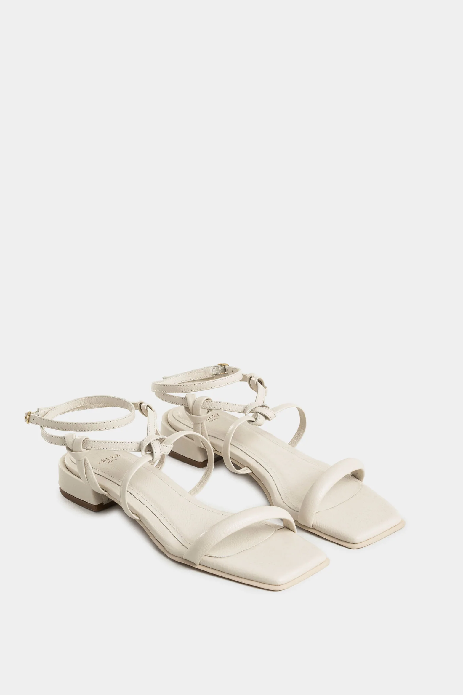 Rose Flat Leather Sandals with Knotted Straps for Women - Image 2