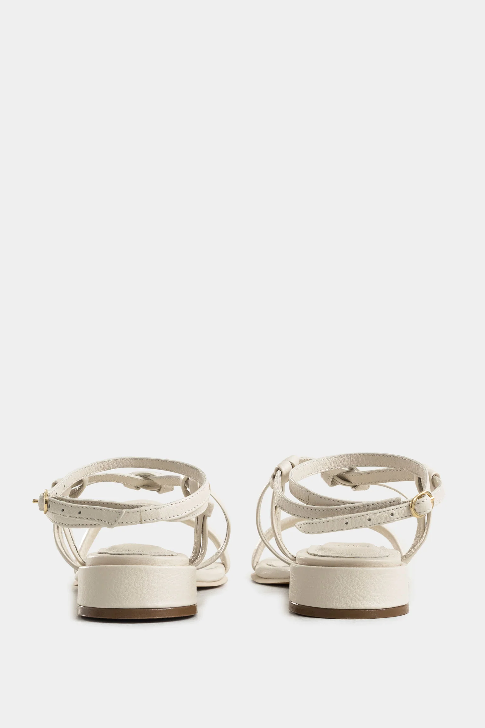 Rose Flat Leather Sandals with Knotted Straps for Women - Image 3