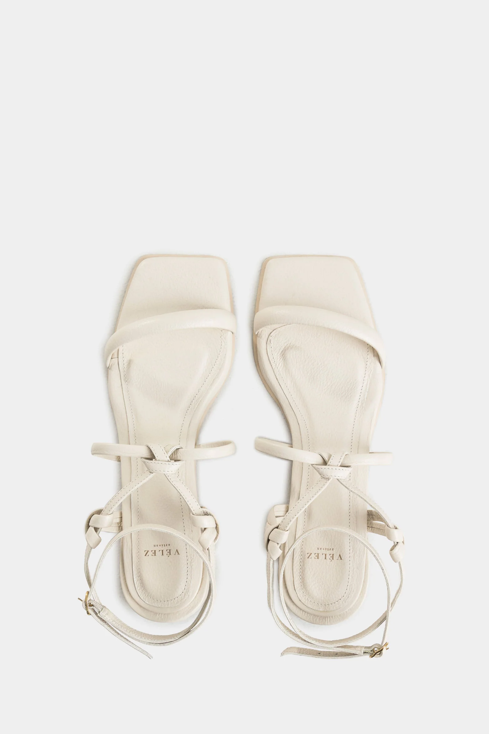 Rose Flat Leather Sandals with Knotted Straps for Women - Image 4