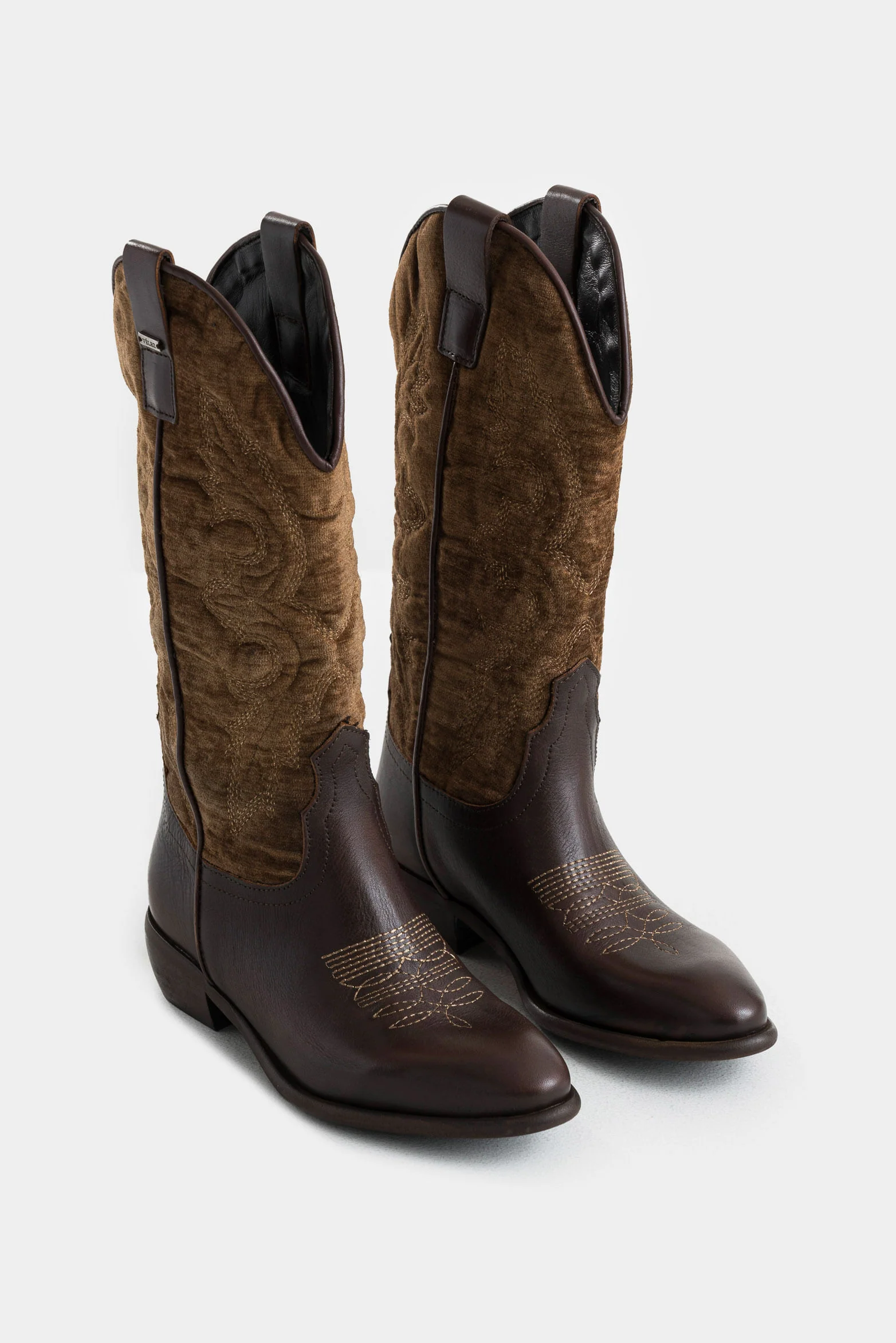 Salvina Textile and Leather Boots for Women with Vintage Finish - Image 2