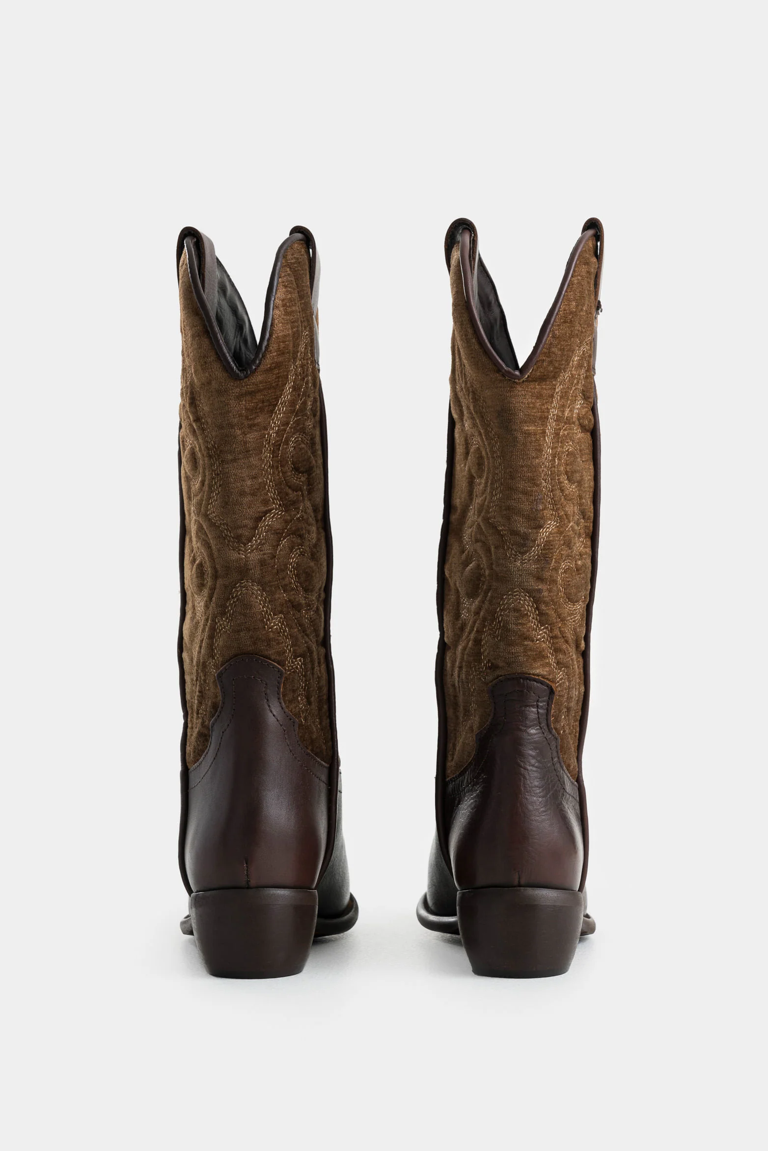 Salvina Textile and Leather Boots for Women with Vintage Finish - Image 3