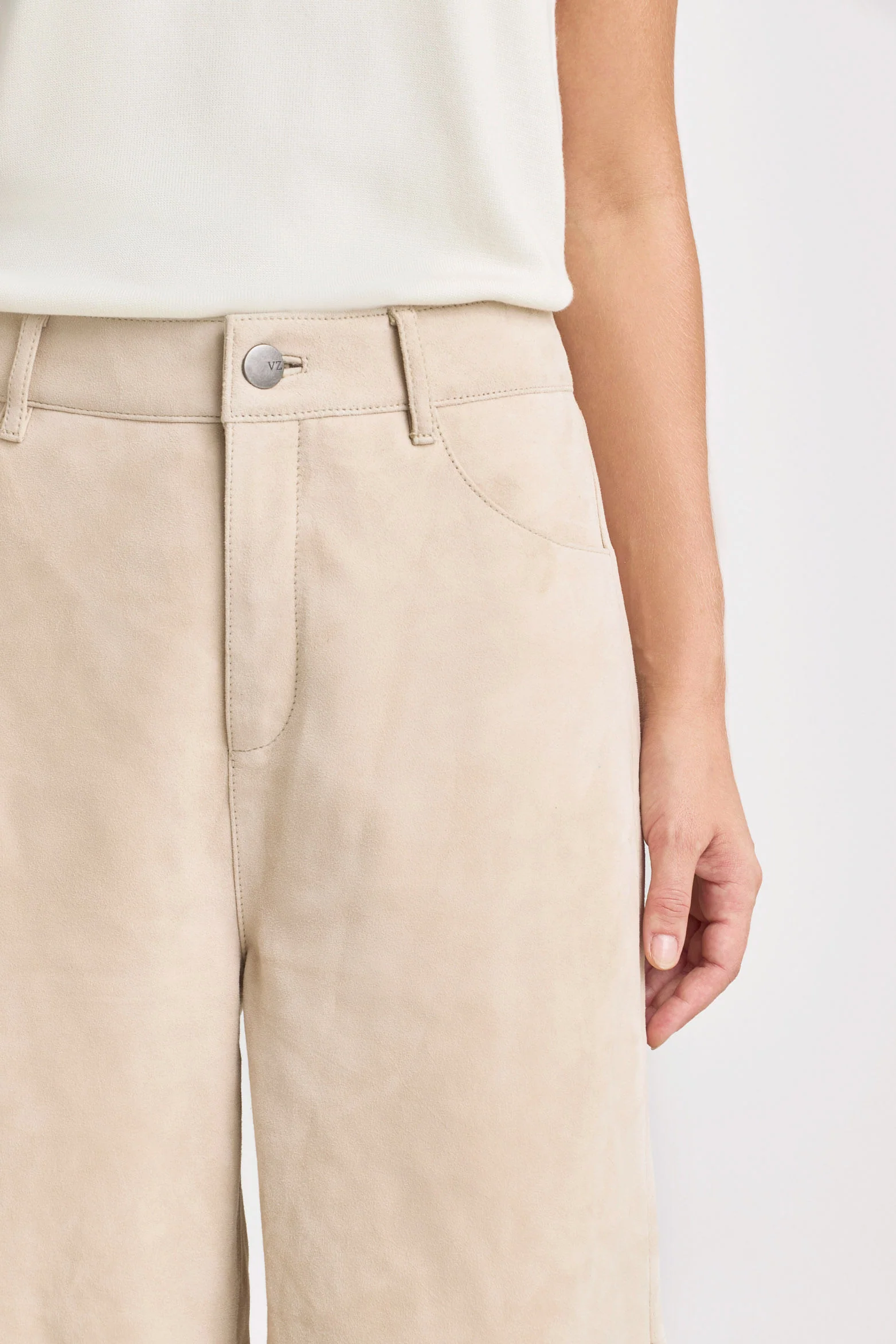 San Jacinto wide-leg suede pants for women semi-loose fit - Image 2