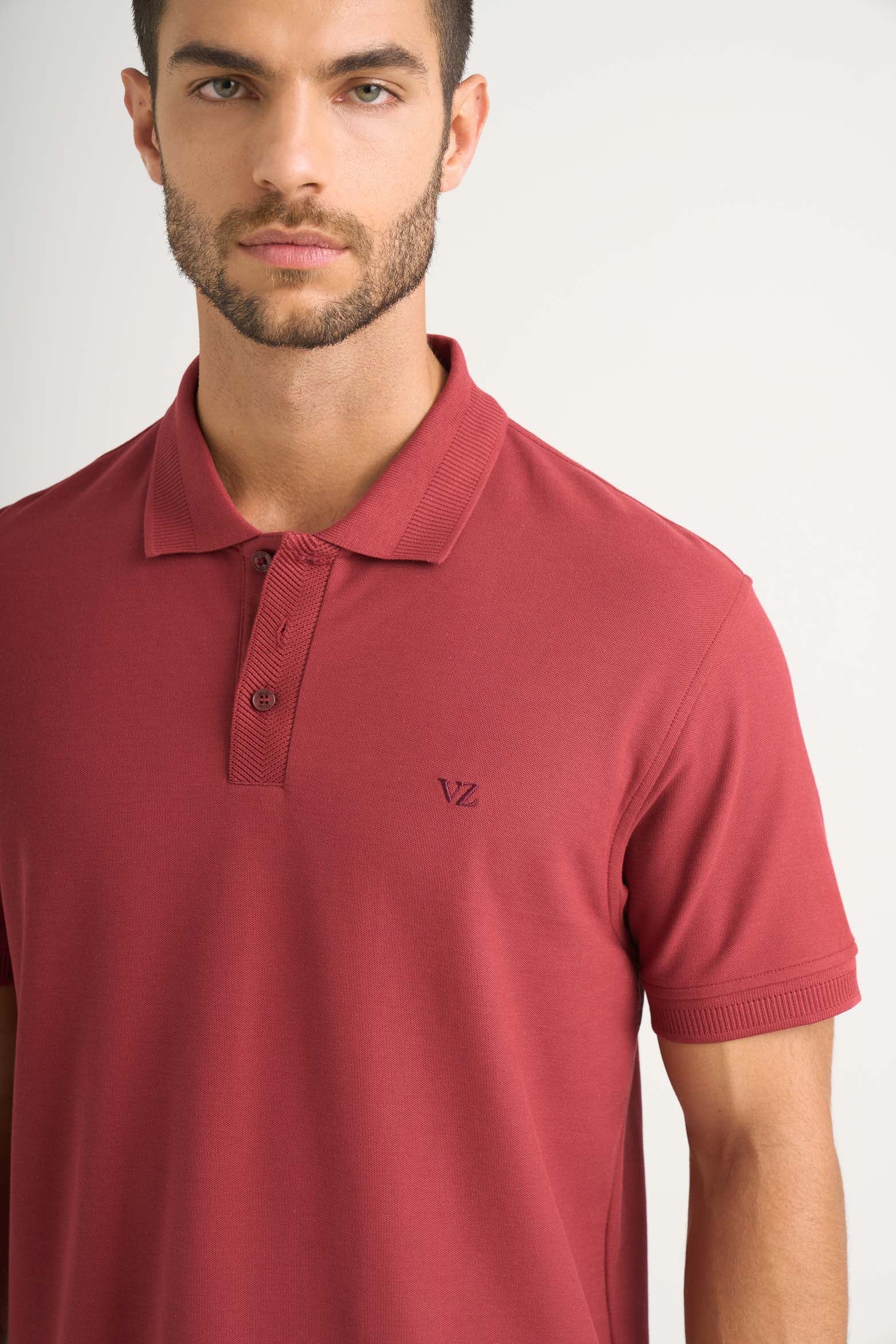 Semi-fit polo shirt for men with jacquard detail - Image 3