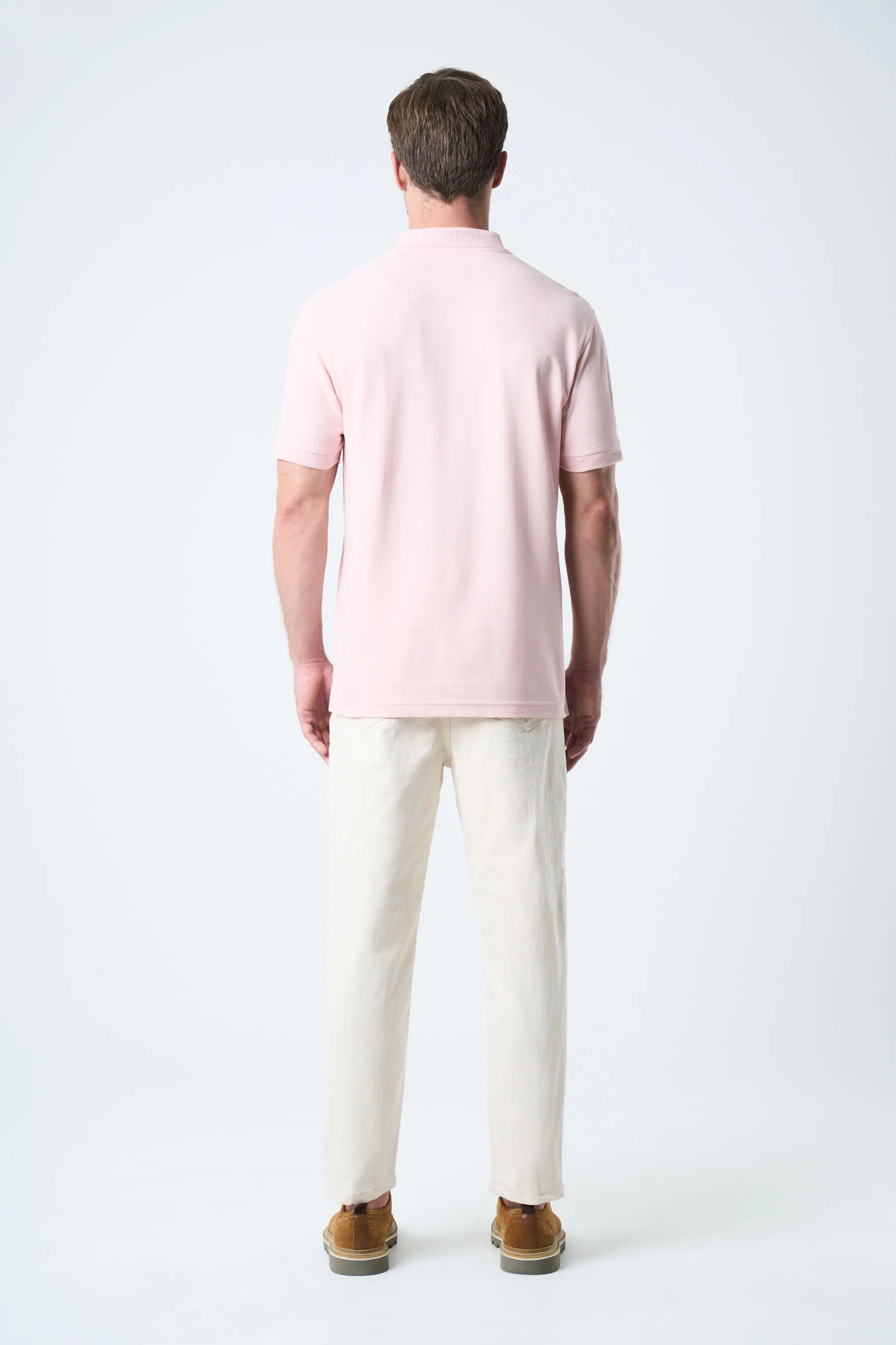 Semi-fit polo shirt for men with jacquard detail - Image 3
