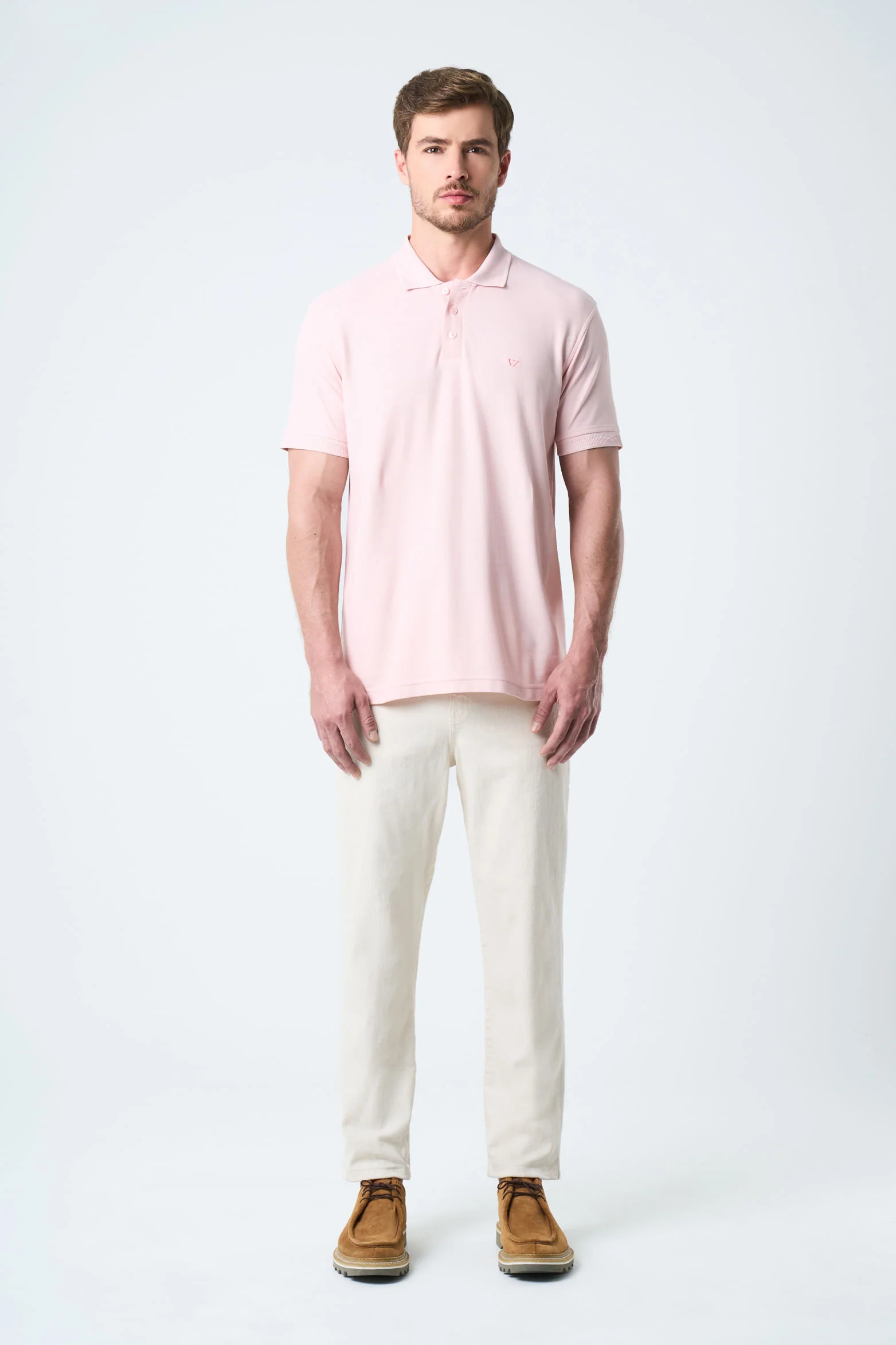 Semi-fit polo shirt for men with jacquard detail - Image 4