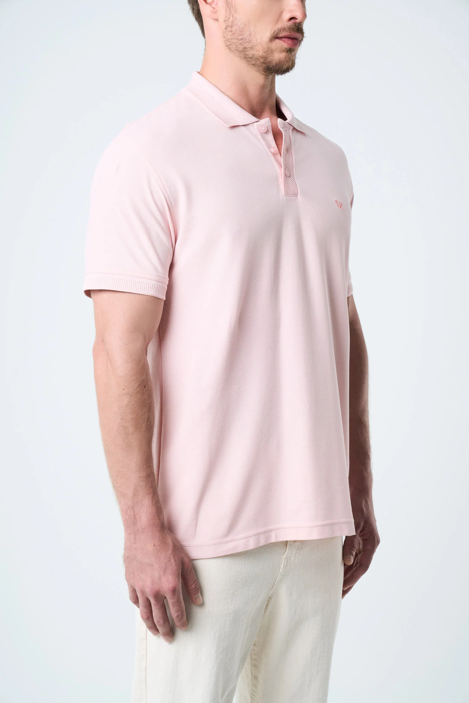 Semi-fit polo shirt for men with jacquard detail - Image 5