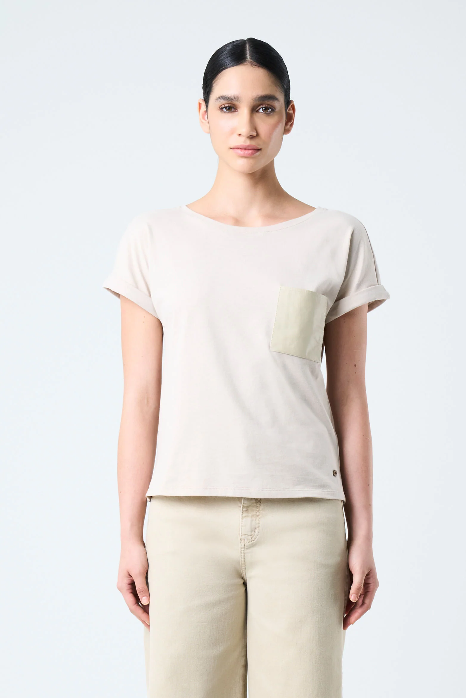 Short Sleeve T Shirt Leather Pocket