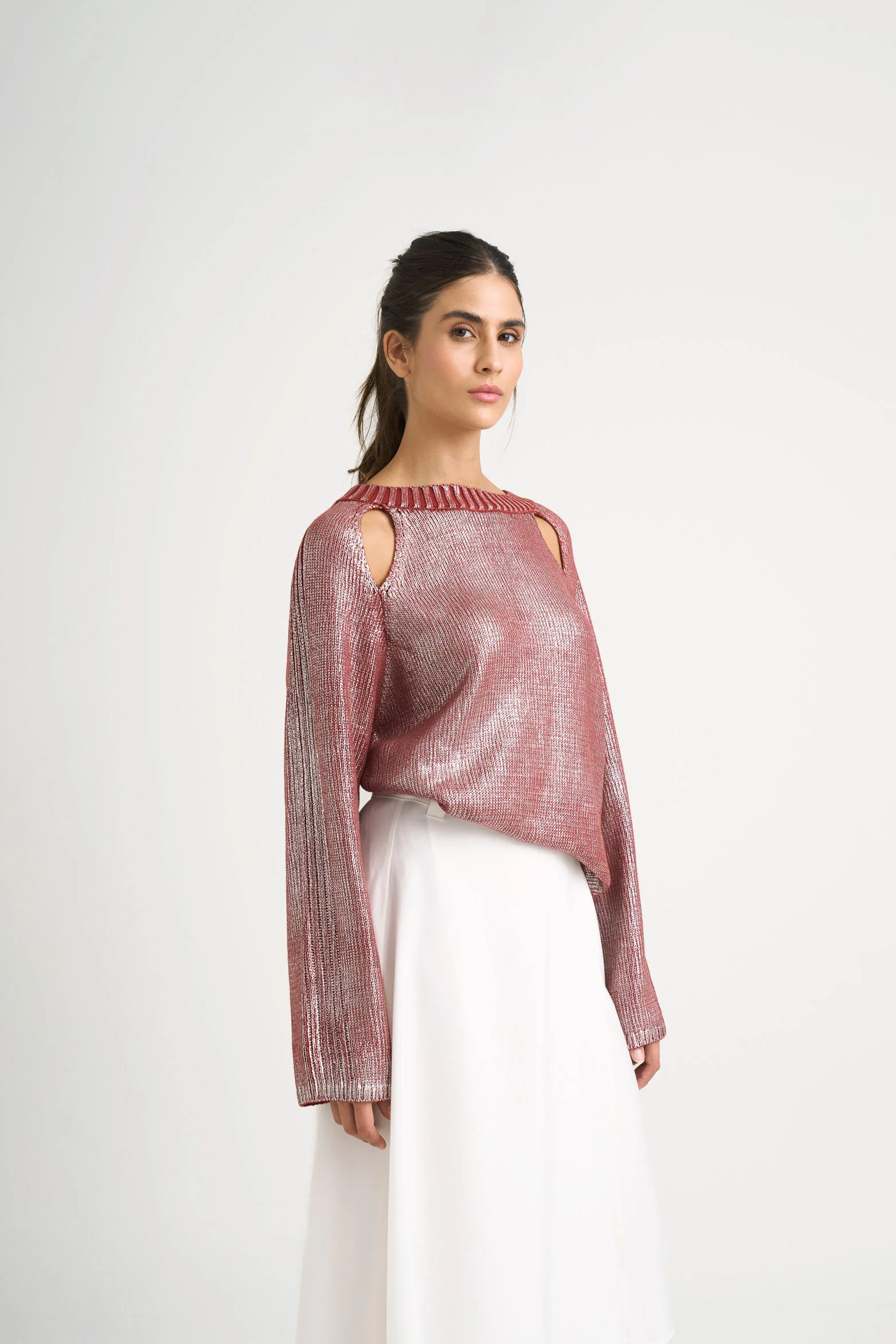 Star straight-knit sweater for women with metallic effect - Image 4