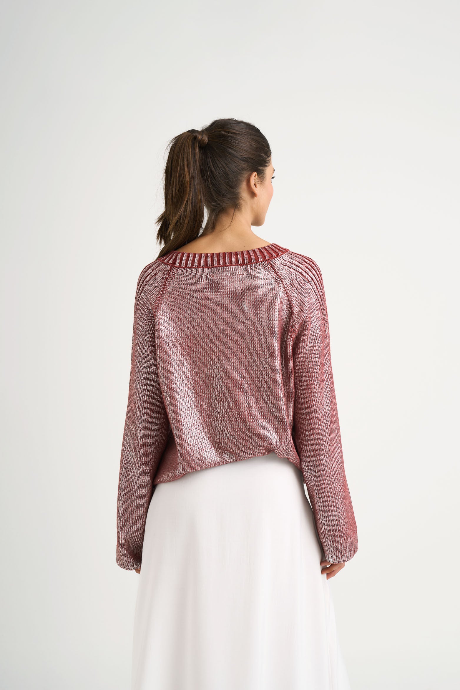 Star straight-knit sweater for women with metallic effect - Image 6