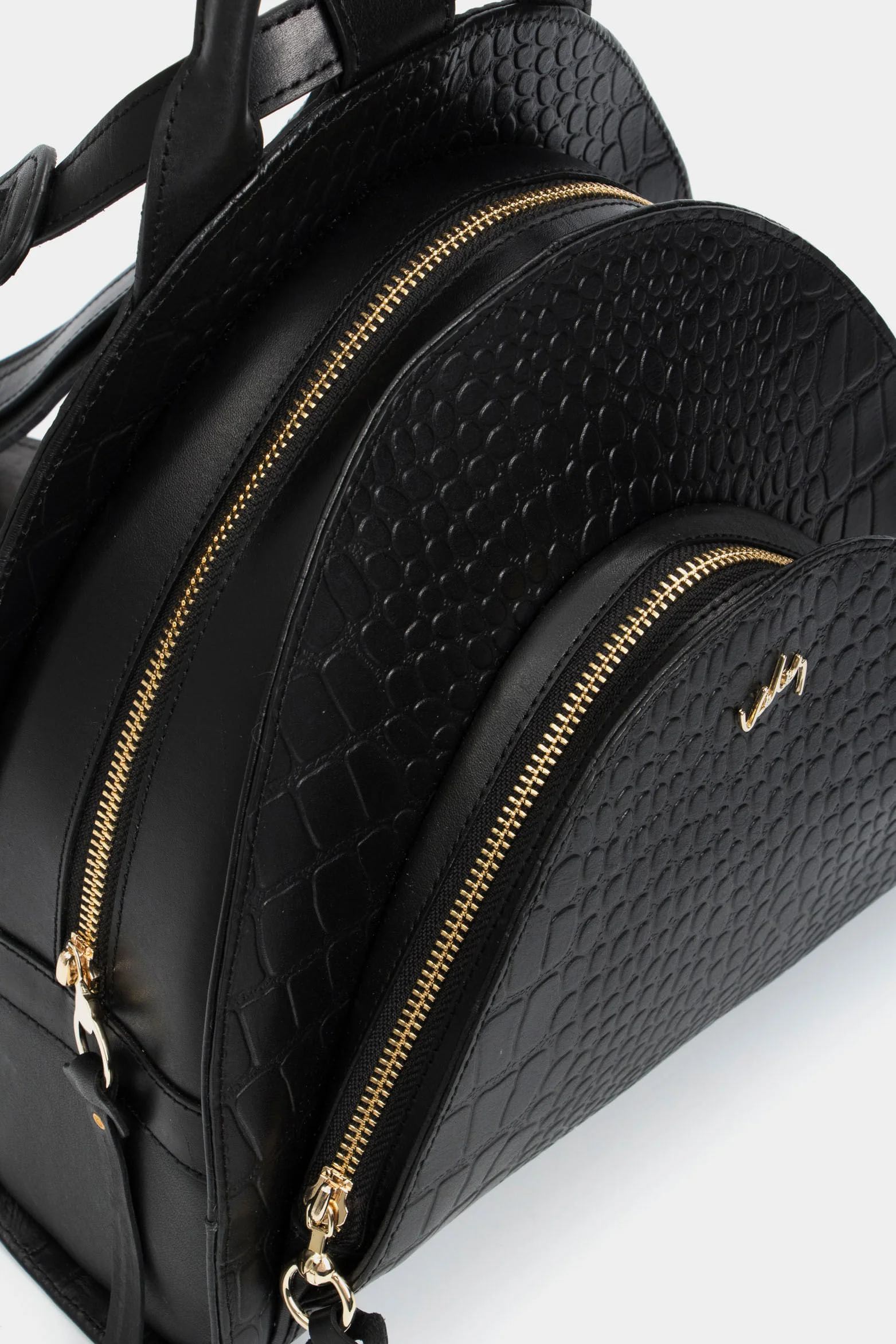 Stefano Backpack in Embossed Black Leather - Image 6