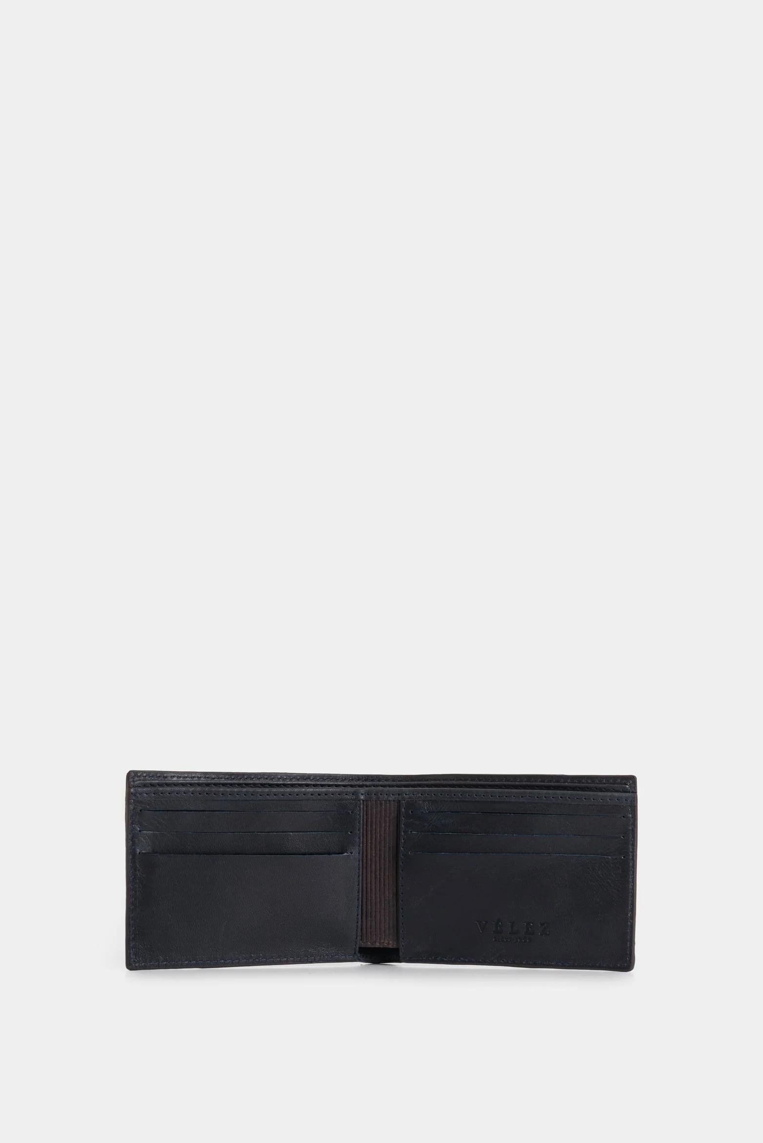 Stitch Leather Wallet with Decorative Stitching, Cafe - Image 2