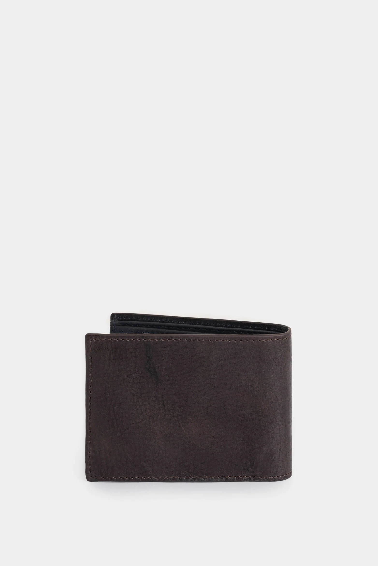 Stitch Leather Wallet with Decorative Stitching, Cafe - Image 3