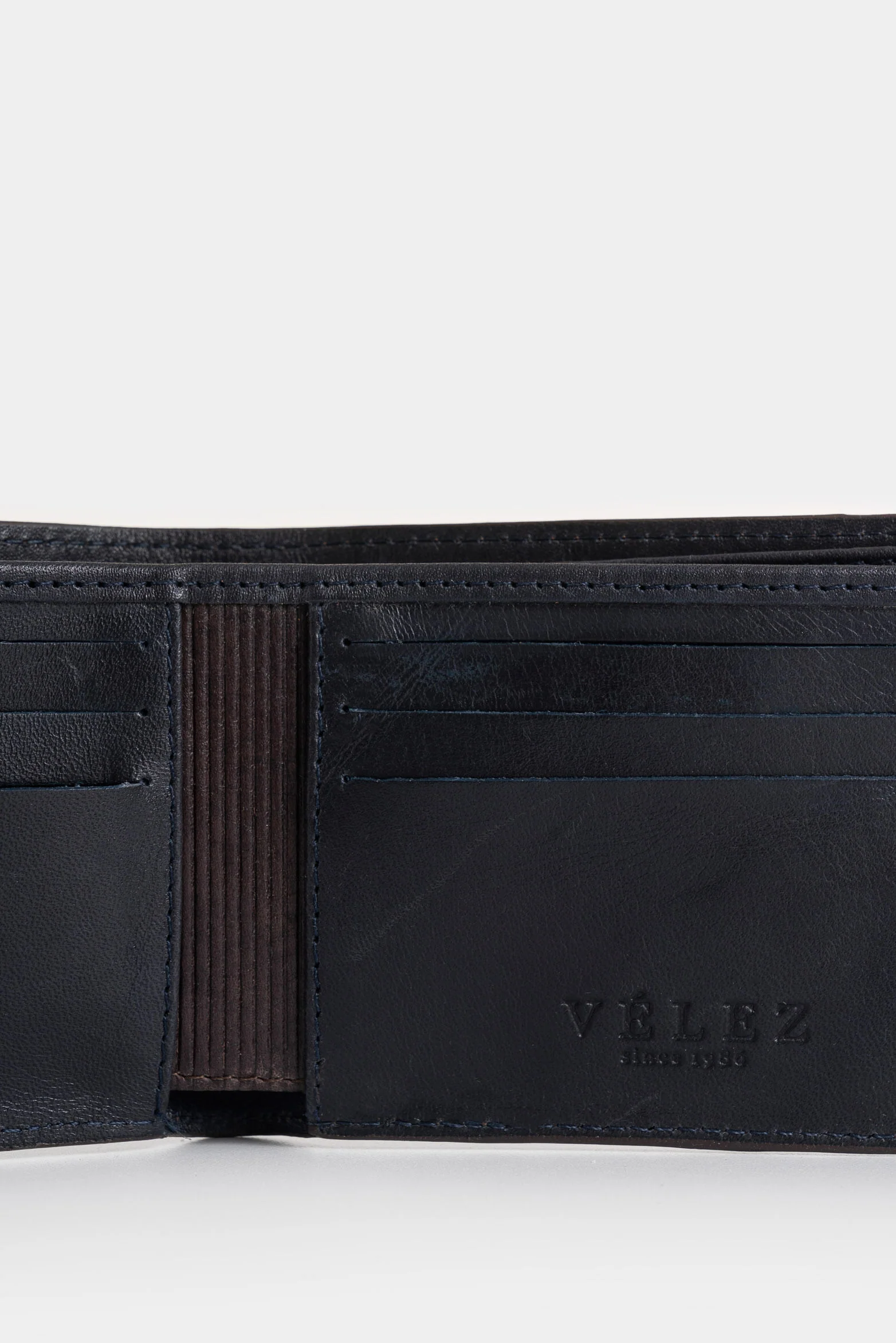 Stitch Leather Wallet with Decorative Stitching, Cafe - Image 5