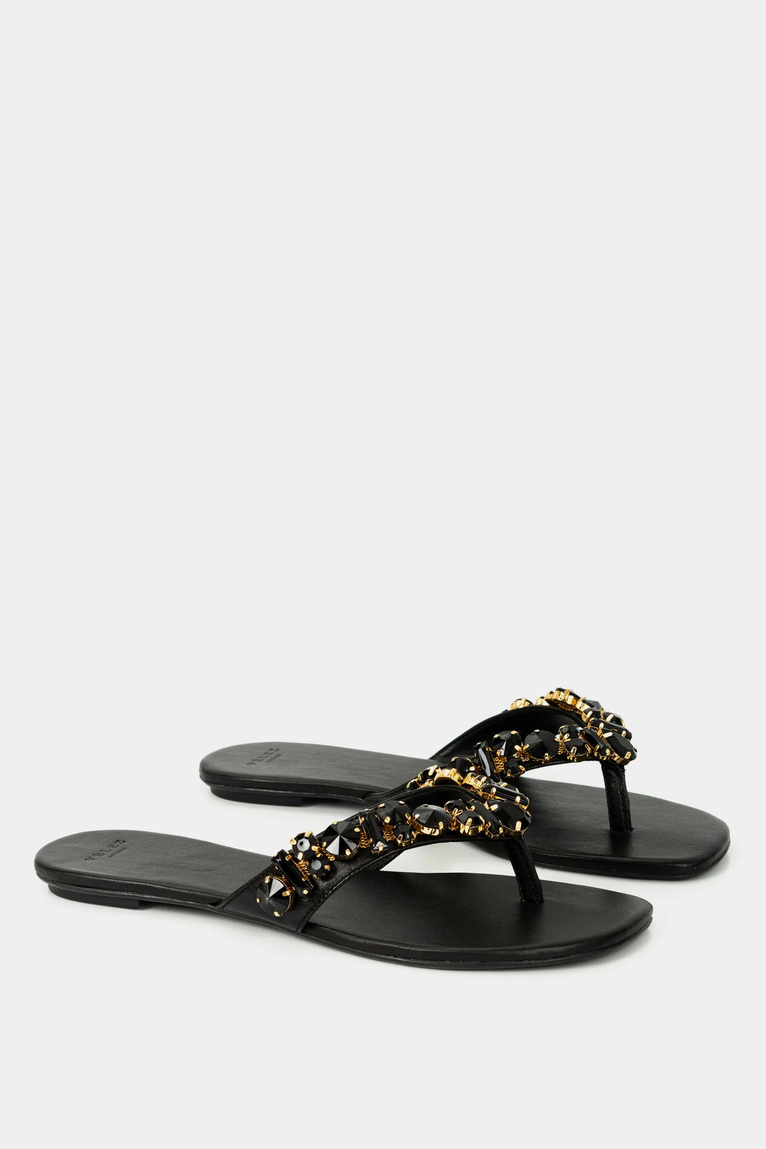 Stone Flat Leather Sandals - Image 2