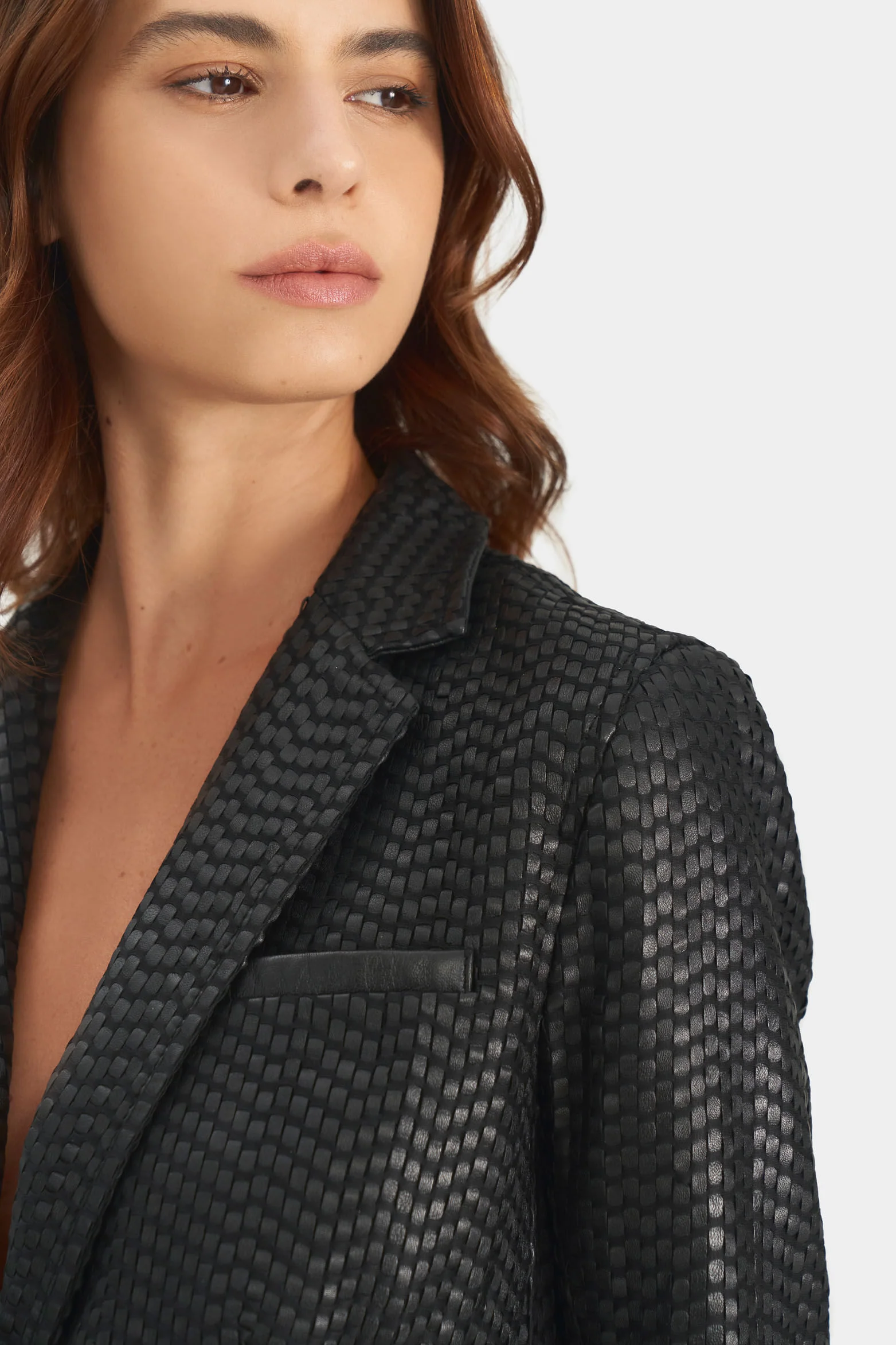 Tatacoa woven leather blazer for women straight fit - Image 2