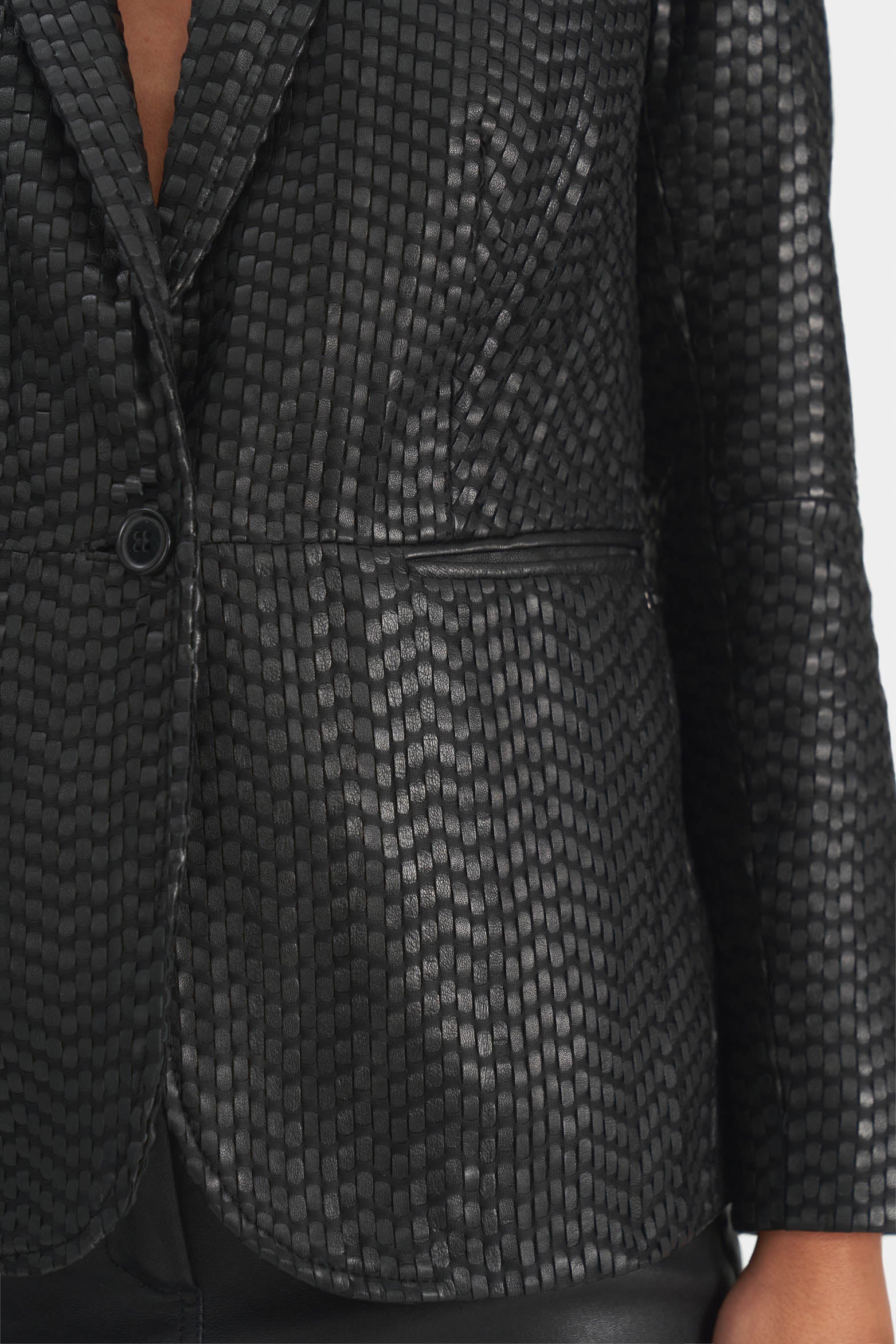 Tatacoa woven leather blazer for women straight fit - Image 4