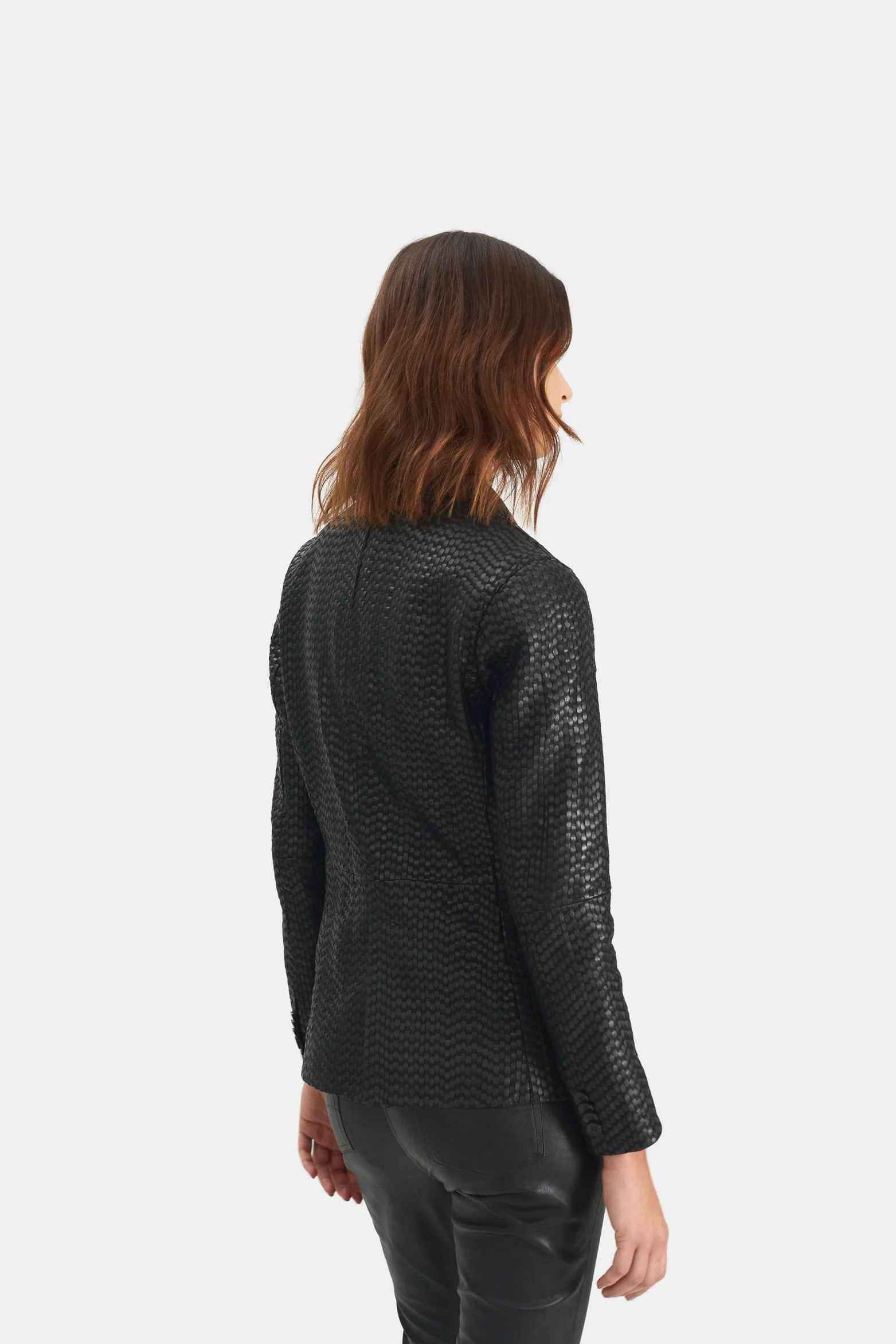 Tatacoa woven leather blazer for women straight fit - Image 5