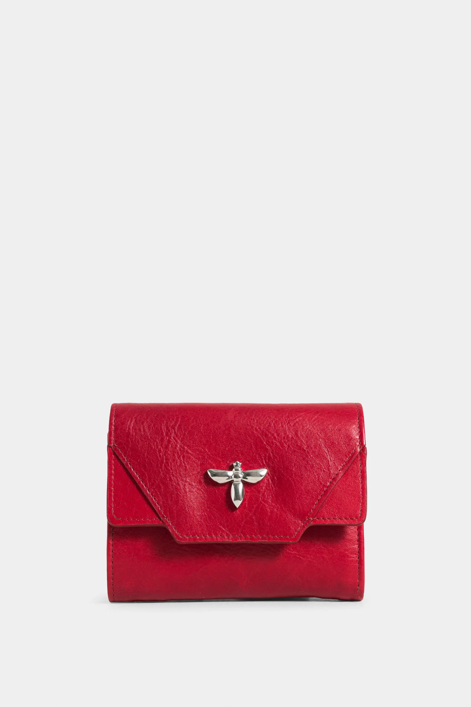 Taupe Leather Wallet for Women with Bee Marking