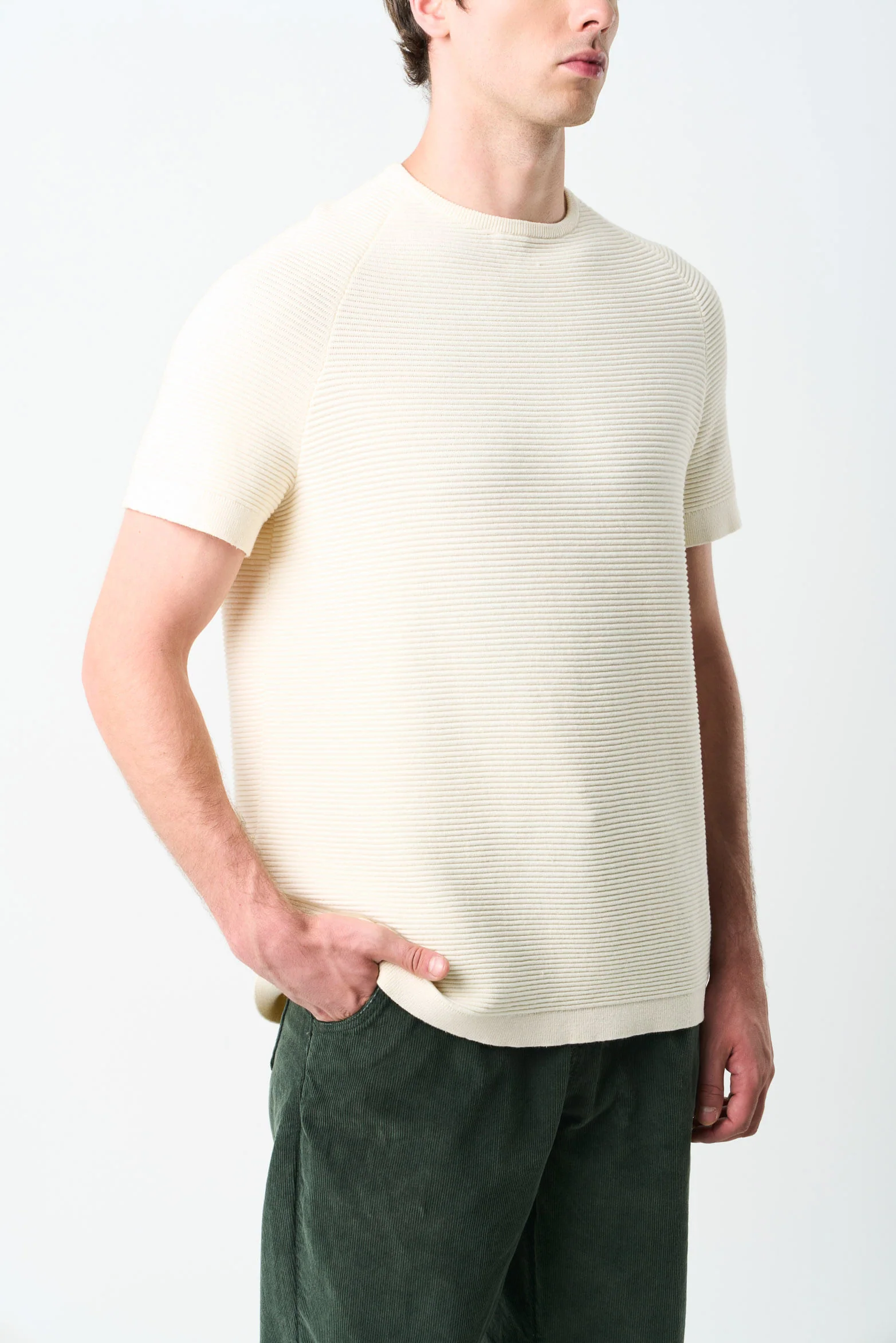 Textured short-sleeved Vida knit T-shirt for men - Image 5