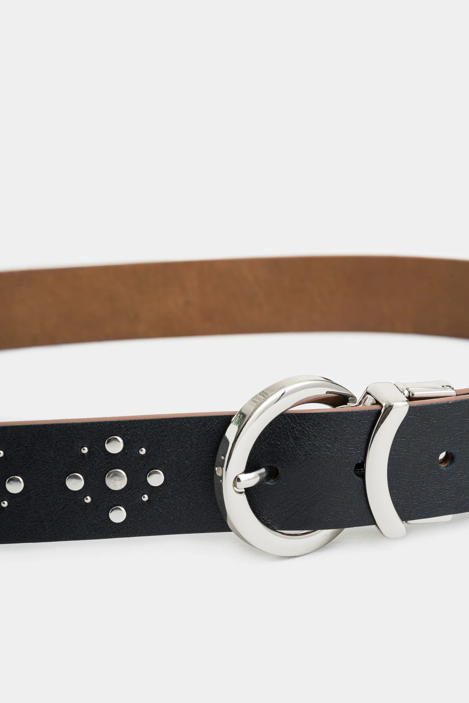 Thalia Double-Faced Leather Belt for Women with Studded Tip - Image 4