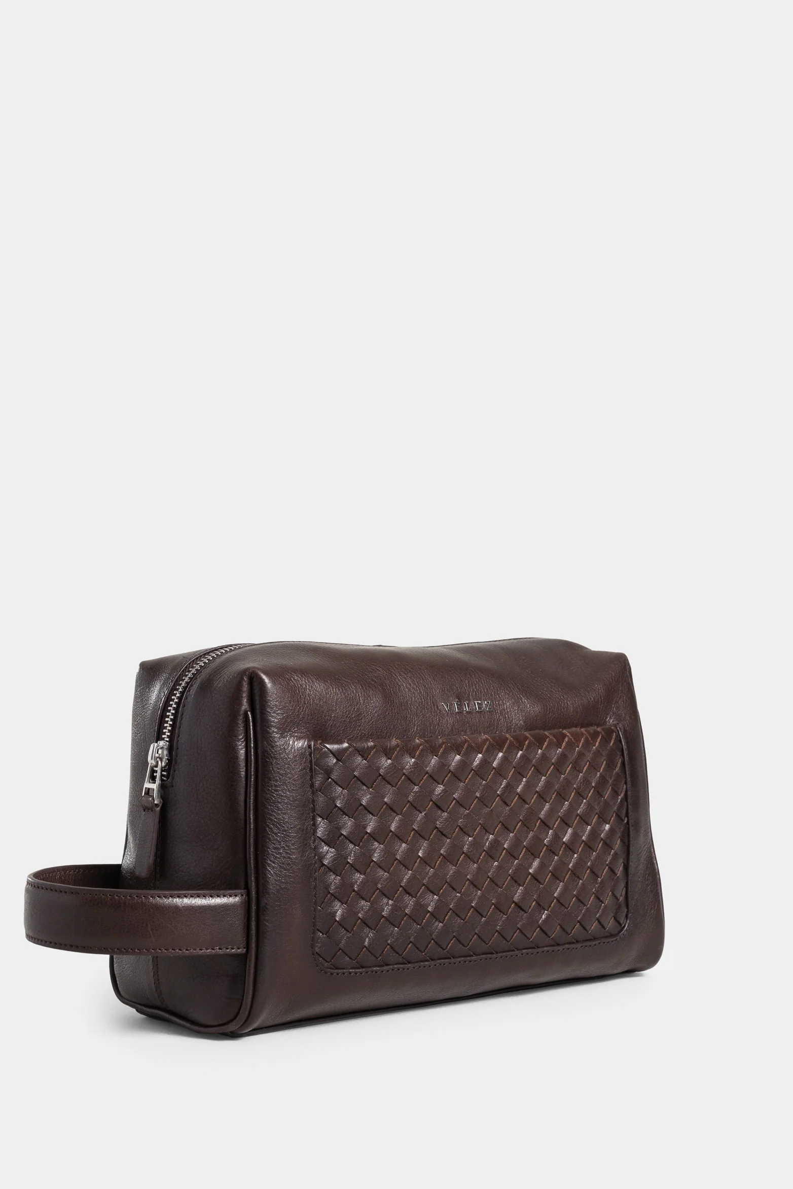 Thames Leather Cosmetic Bag for Men with Front Woven Pocket - Image 2