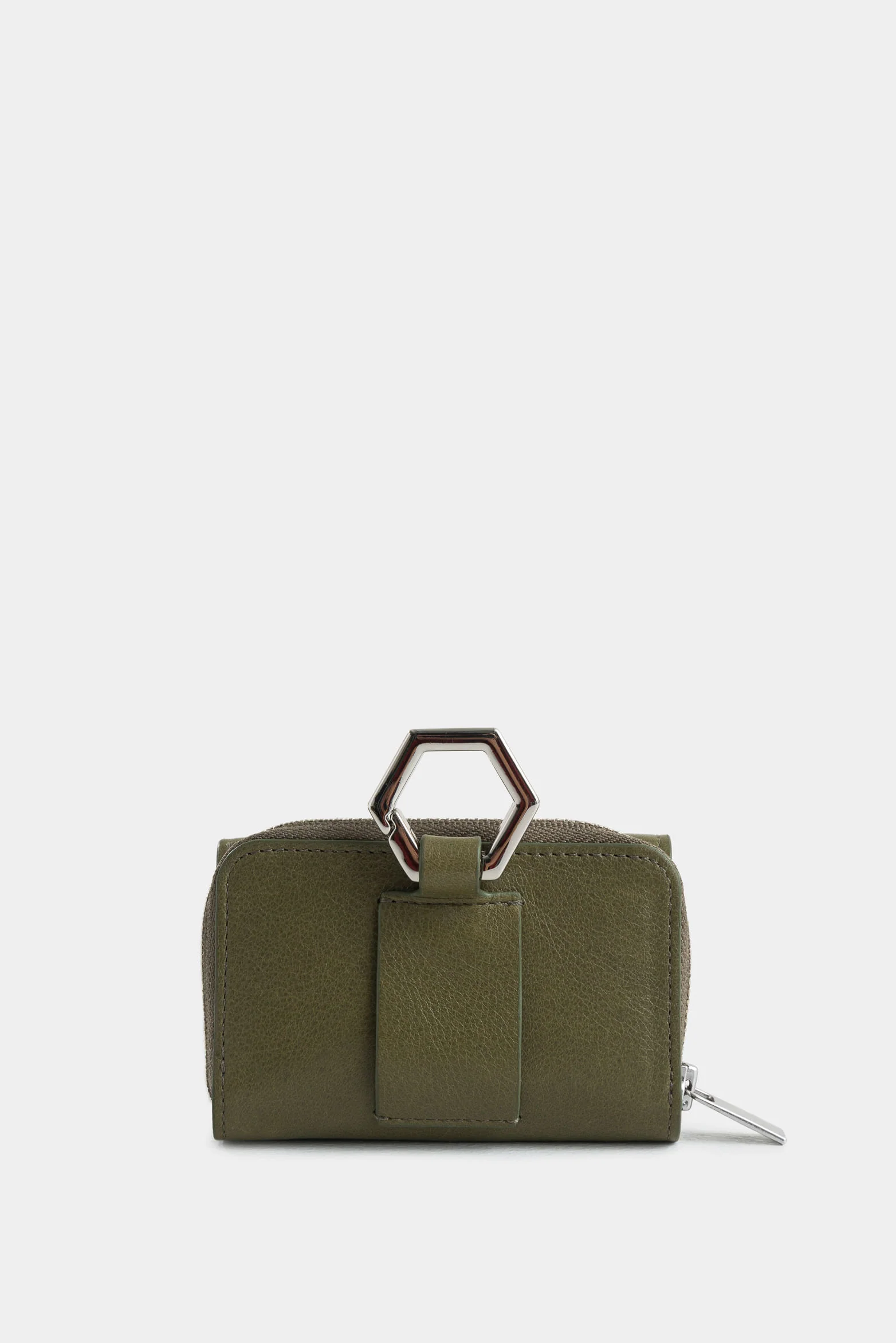 Tropical Leather Coin Purse for Women with Hexagonal Hardware - Image 3