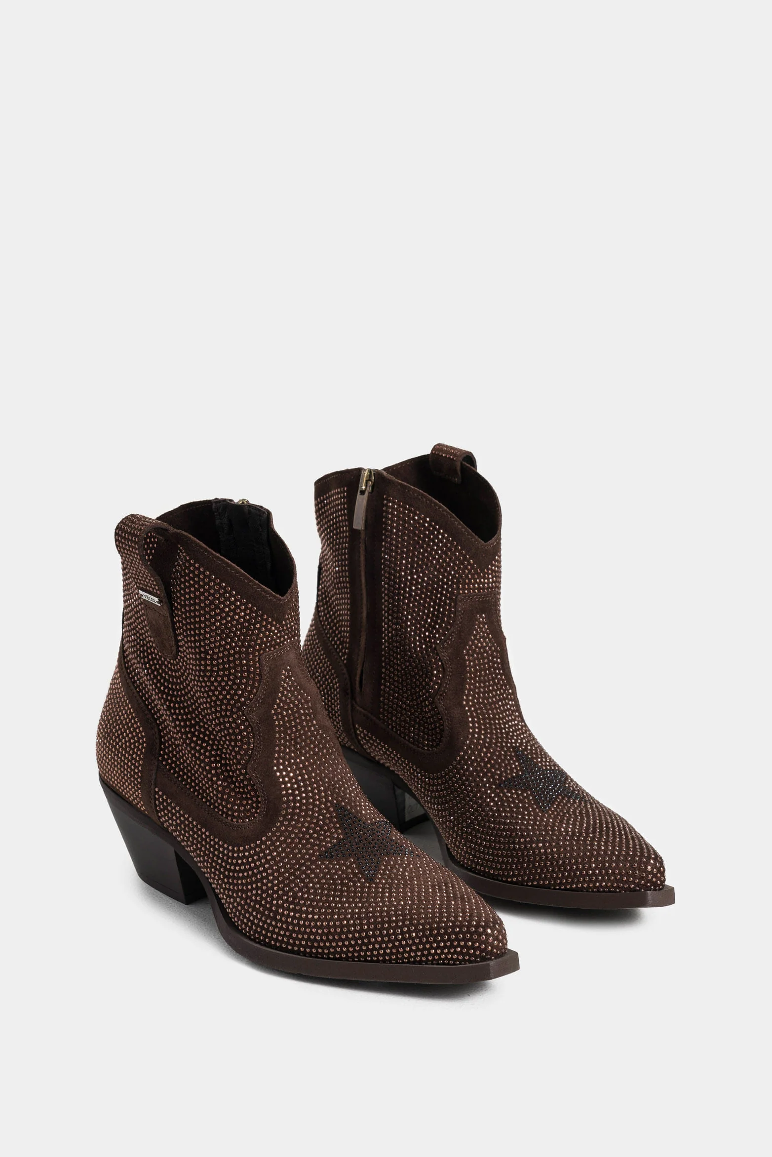 Viana Leather Heeled Ankle Boots with Contrast Piping for Women - Image 2