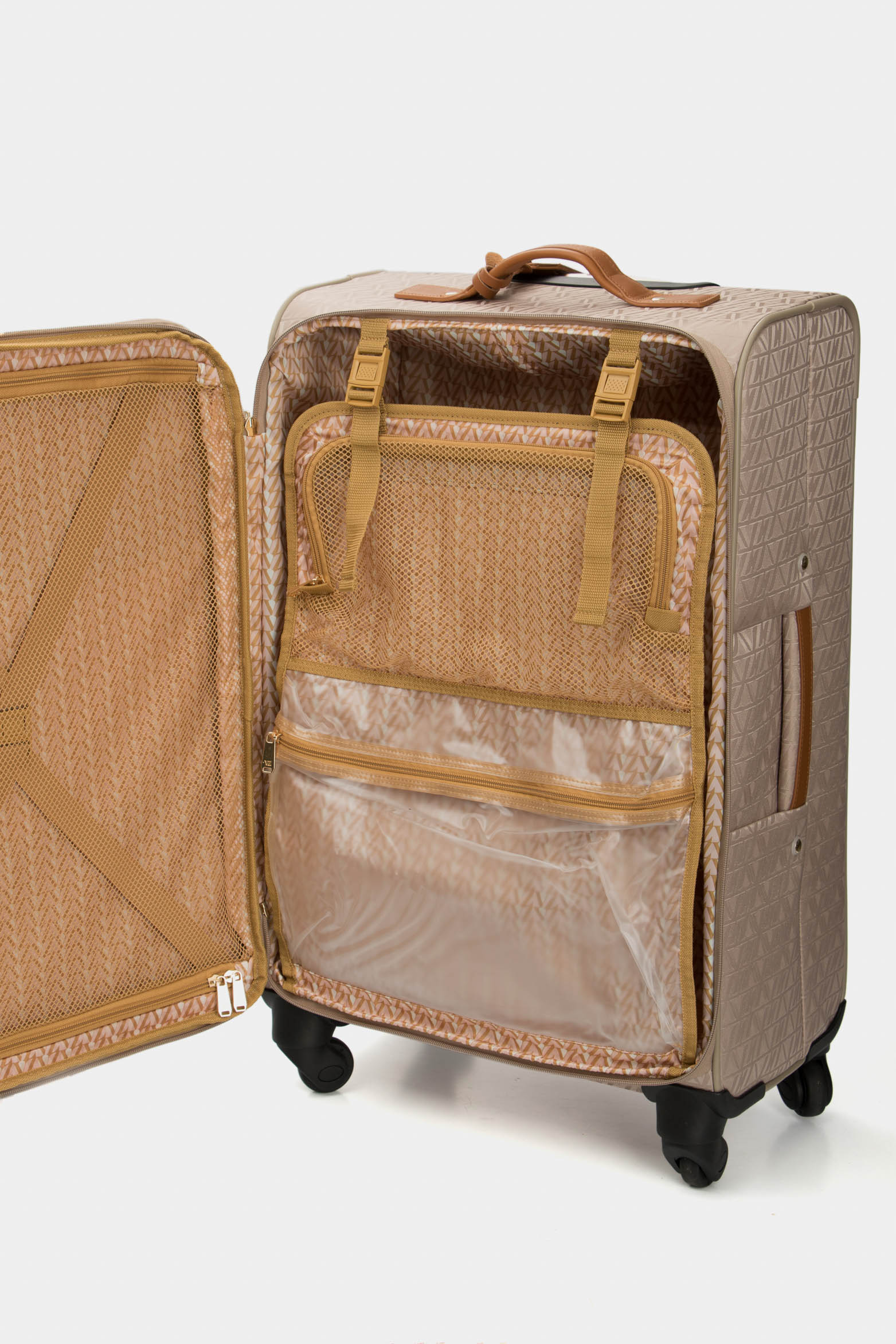 Women’s 24” Bloom Suitcase in Beige with Jacquard VZ Print - Image 7