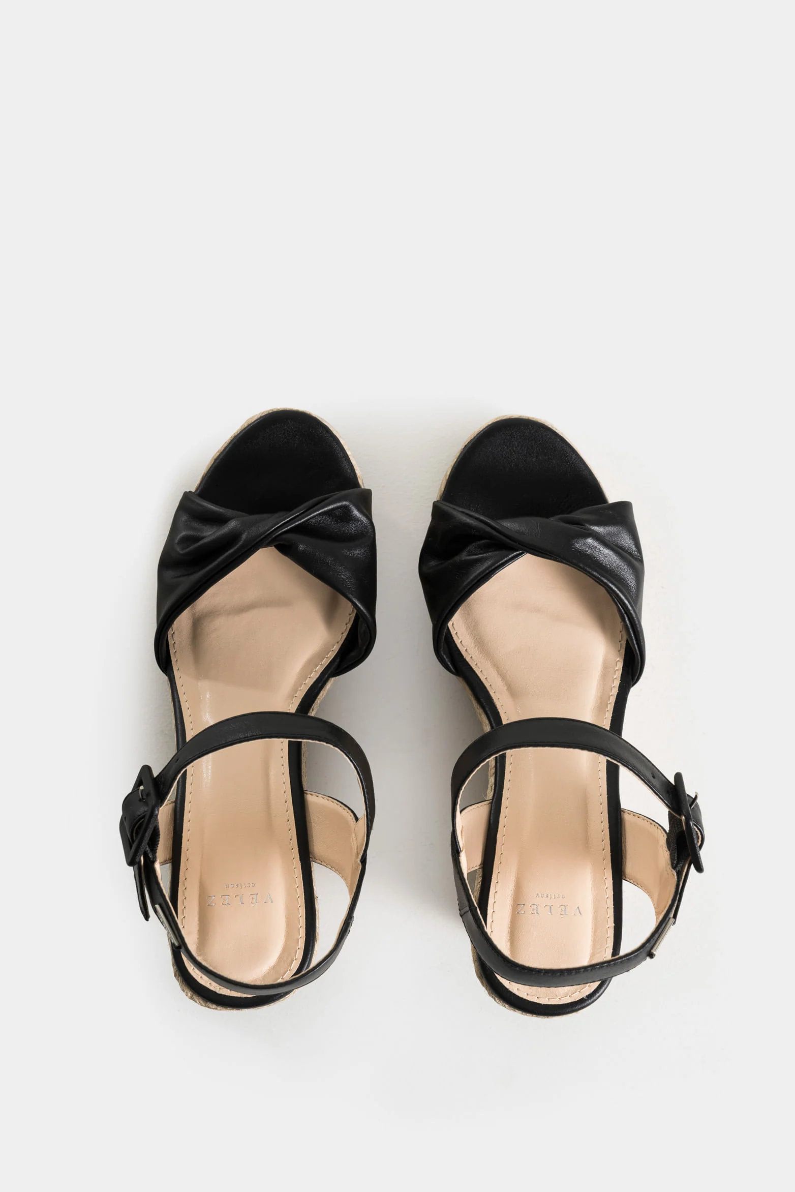 Women’s Almond Platform Sandal in Black Leather with Knotted Upper - Image 4