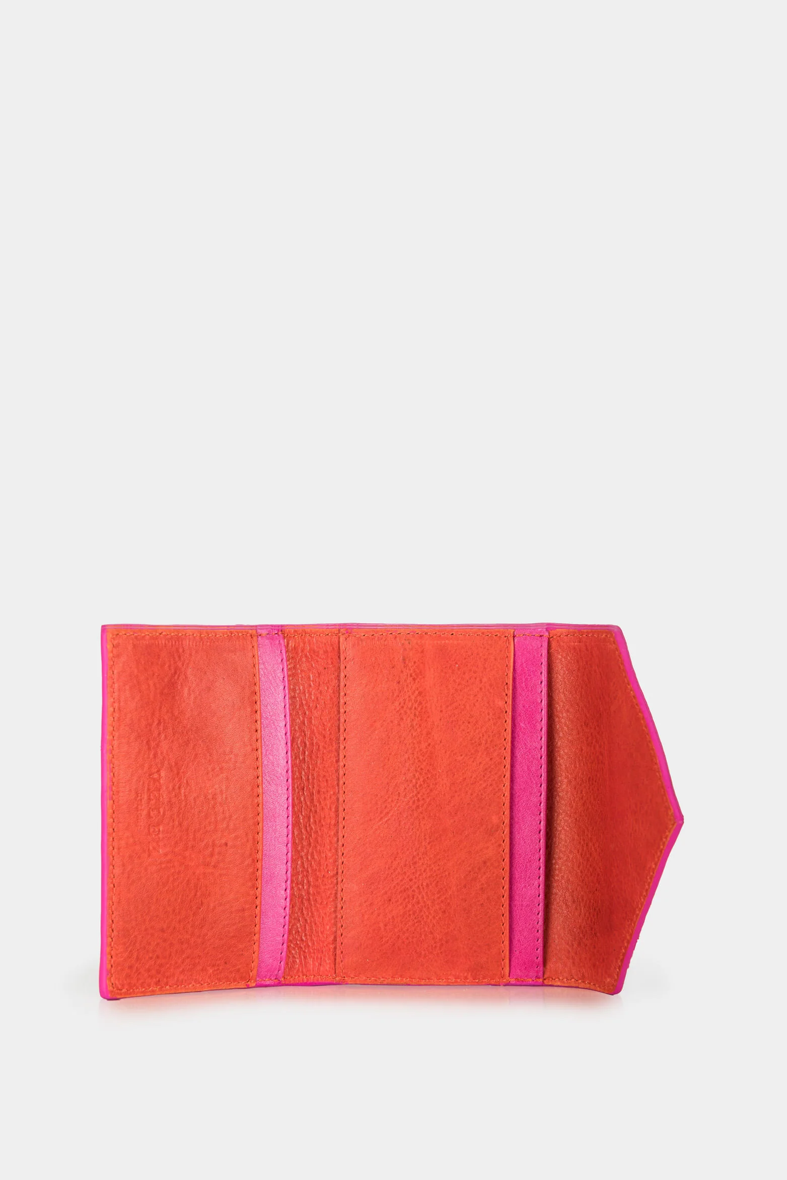 Women’s Anahi Card Holder in Orange Leather with Contrast Dye - Image 2