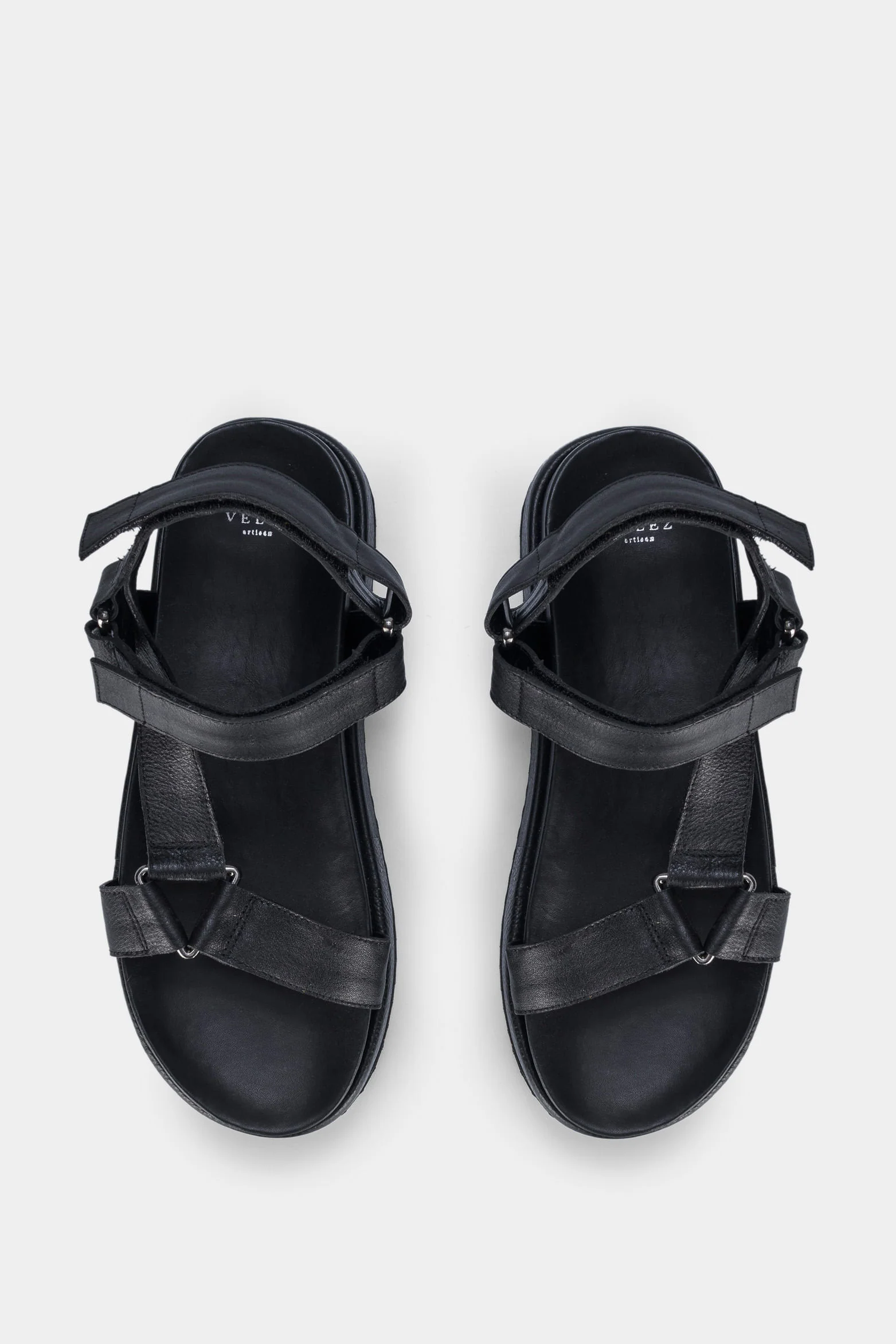 Women’s Bali Platform Sandals in Black Leather with Hook-and-Loop Fastener - Image 6