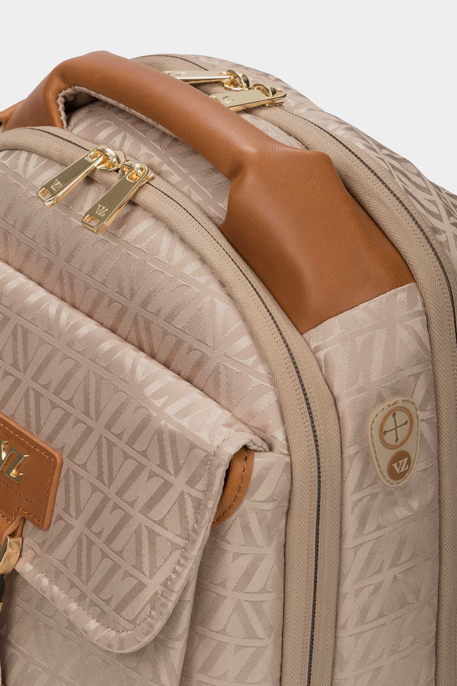 Women’s Bloom Backpack in Beige with Jacquard VZ Print and Metal Logo - Image 5