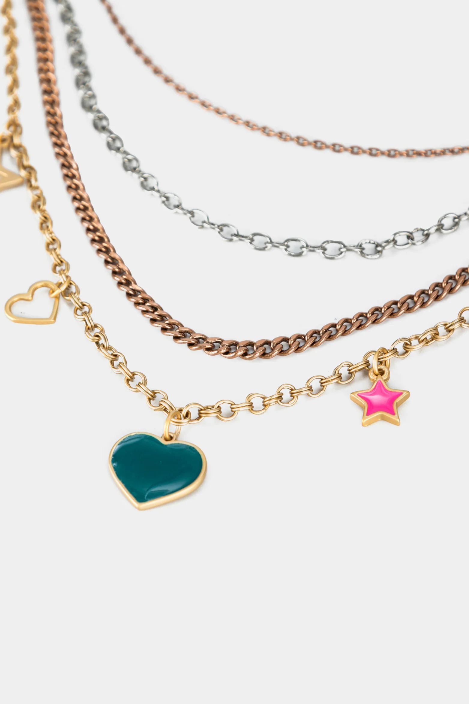 Women’s Chain Necklace with Metal Charms - Image 2