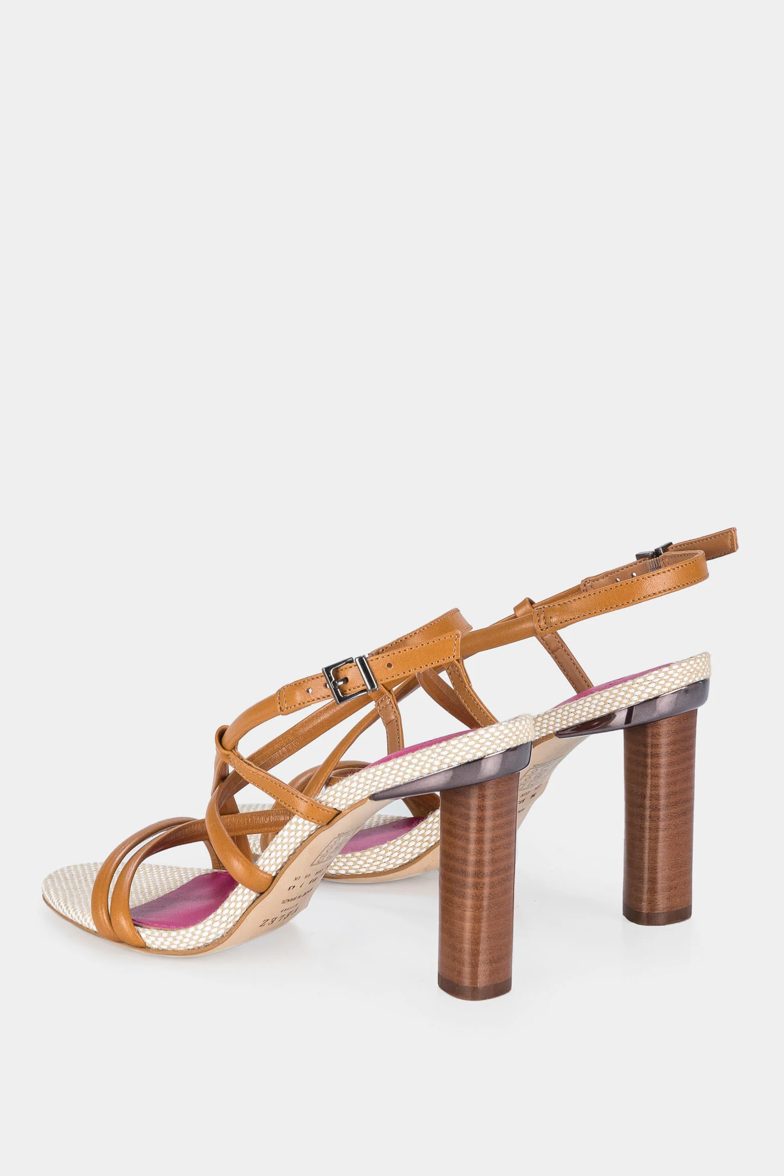 Women’s Daca Heeled Sandals in Honey Leather with Seamless Straps - Image 3