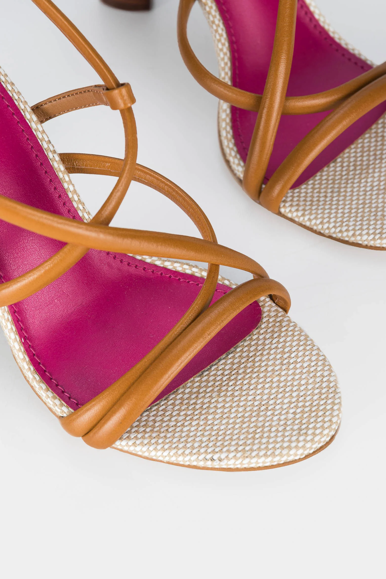 Women’s Daca Heeled Sandals in Honey Leather with Seamless Straps - Image 4