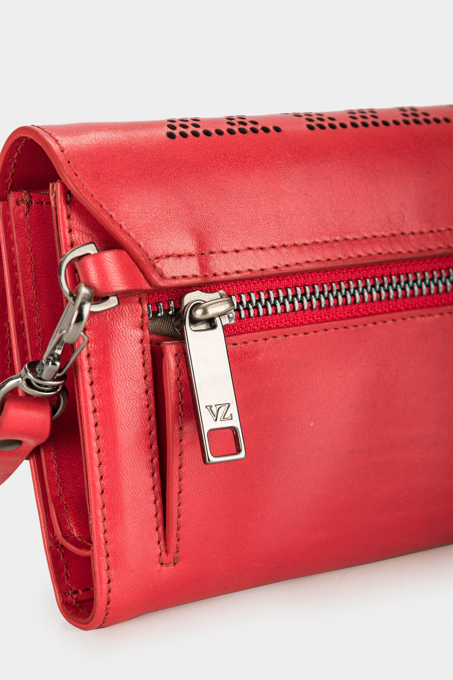 Women’s Damasco Accordion Wallet in Leather with Perforated Detail - Image 6