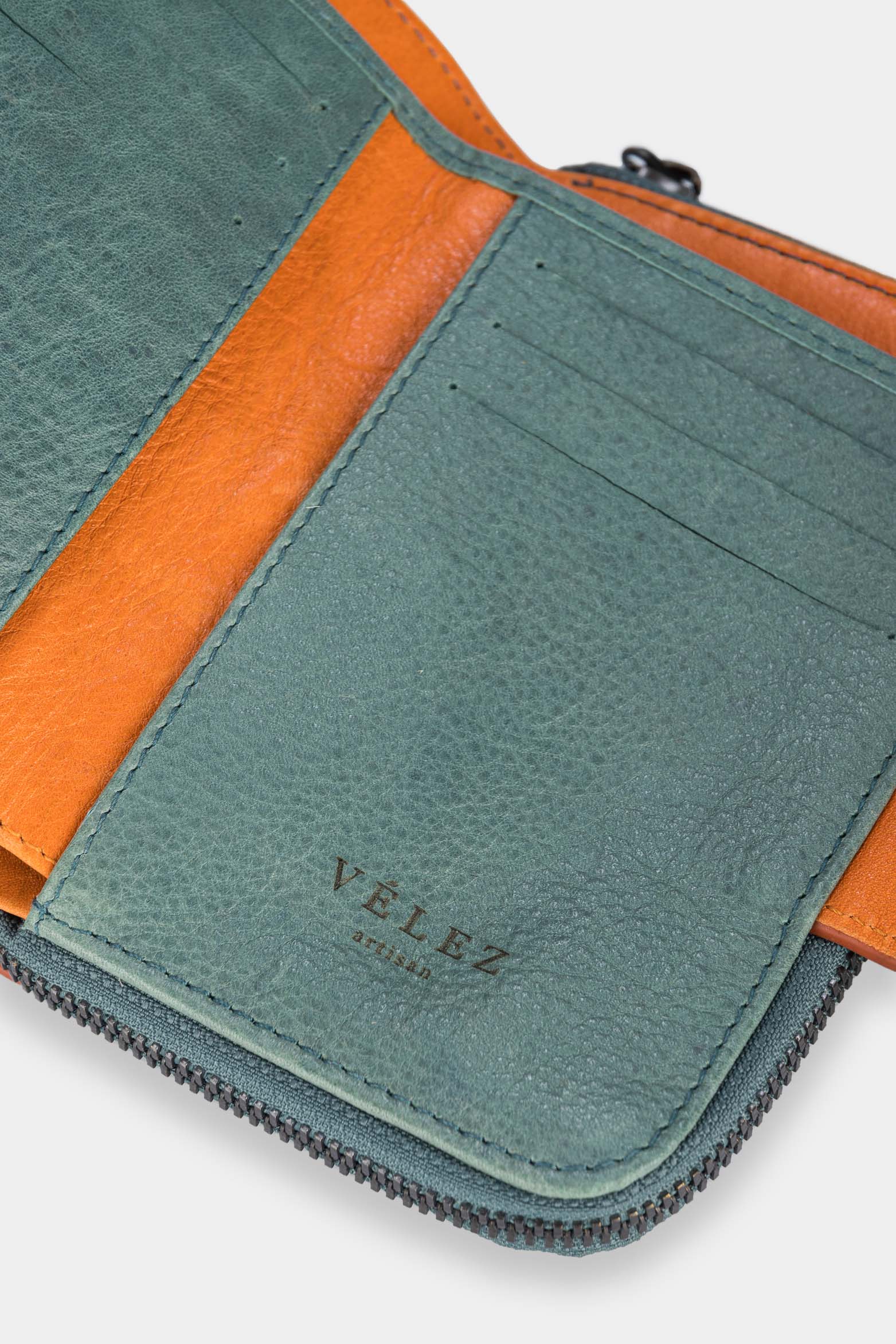 Women’s Dijon Wallet in Aquamarine Leather with Color Contrast - Image 6