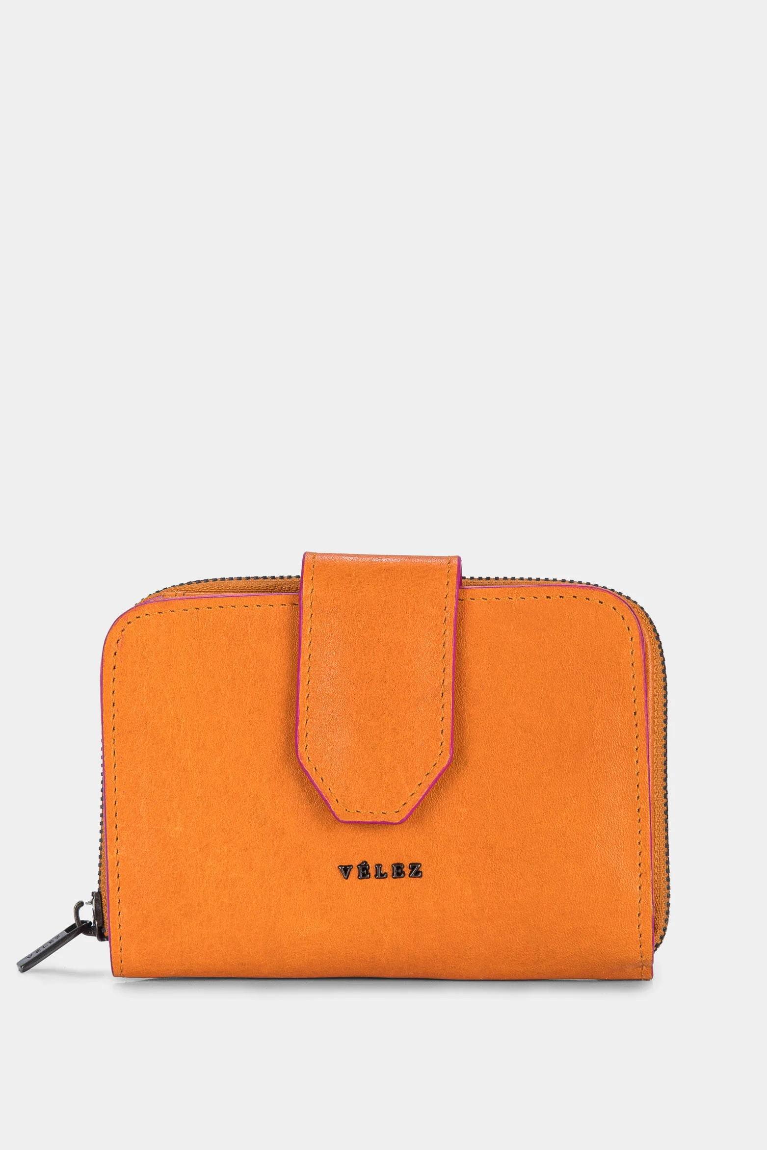Women’s Dijon Wallet in Yellow Leather with Color Contrast