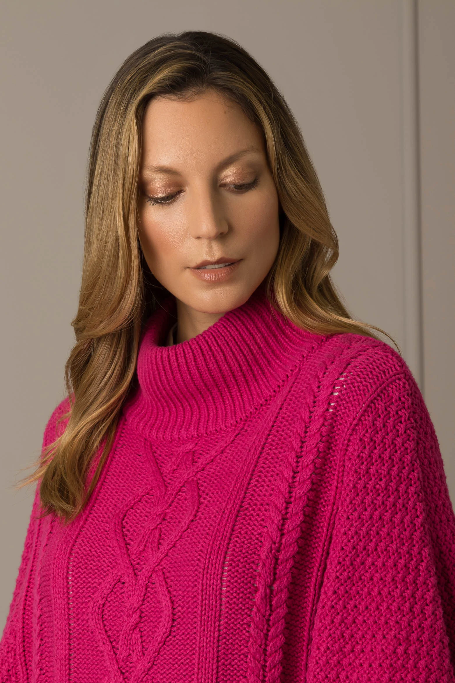 Women’s Dubai Knit Poncho with Turtleneck - Image 3
