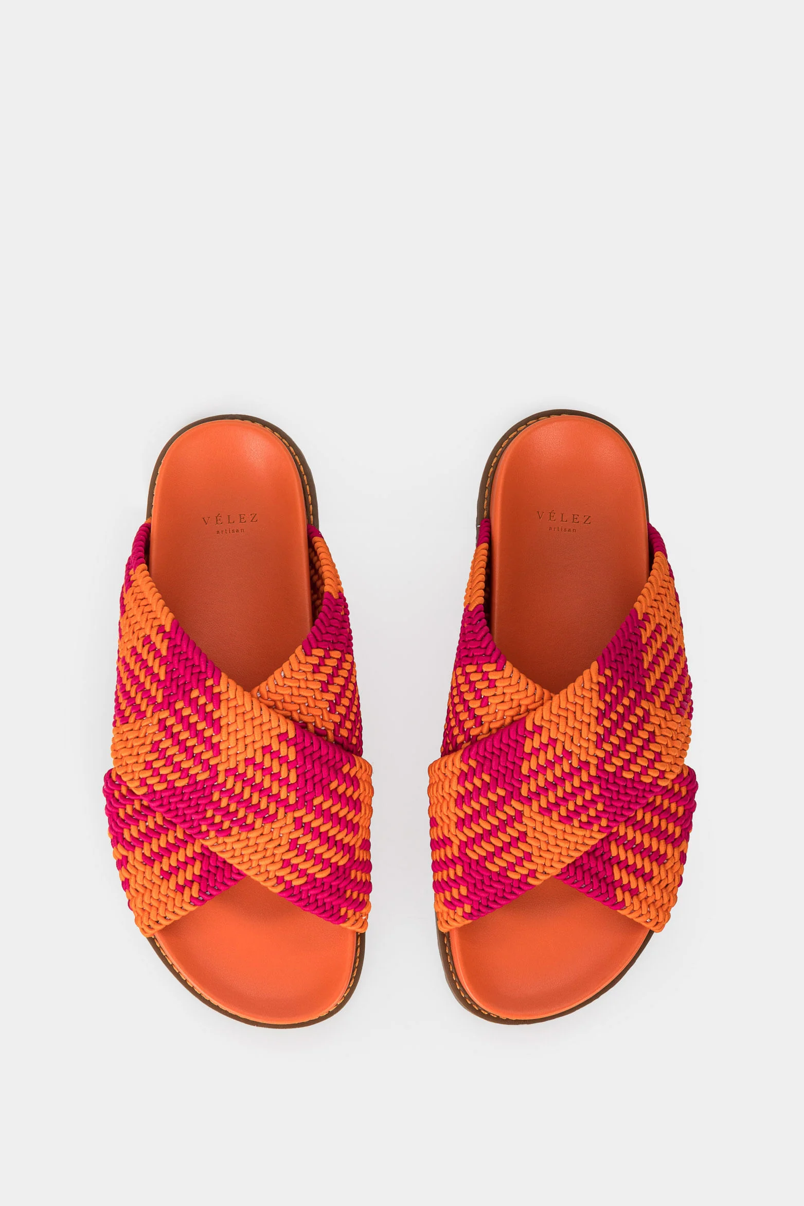 Women’s Flat Leather Sandals with Elastic and Handcrafted Fabric - Image 6