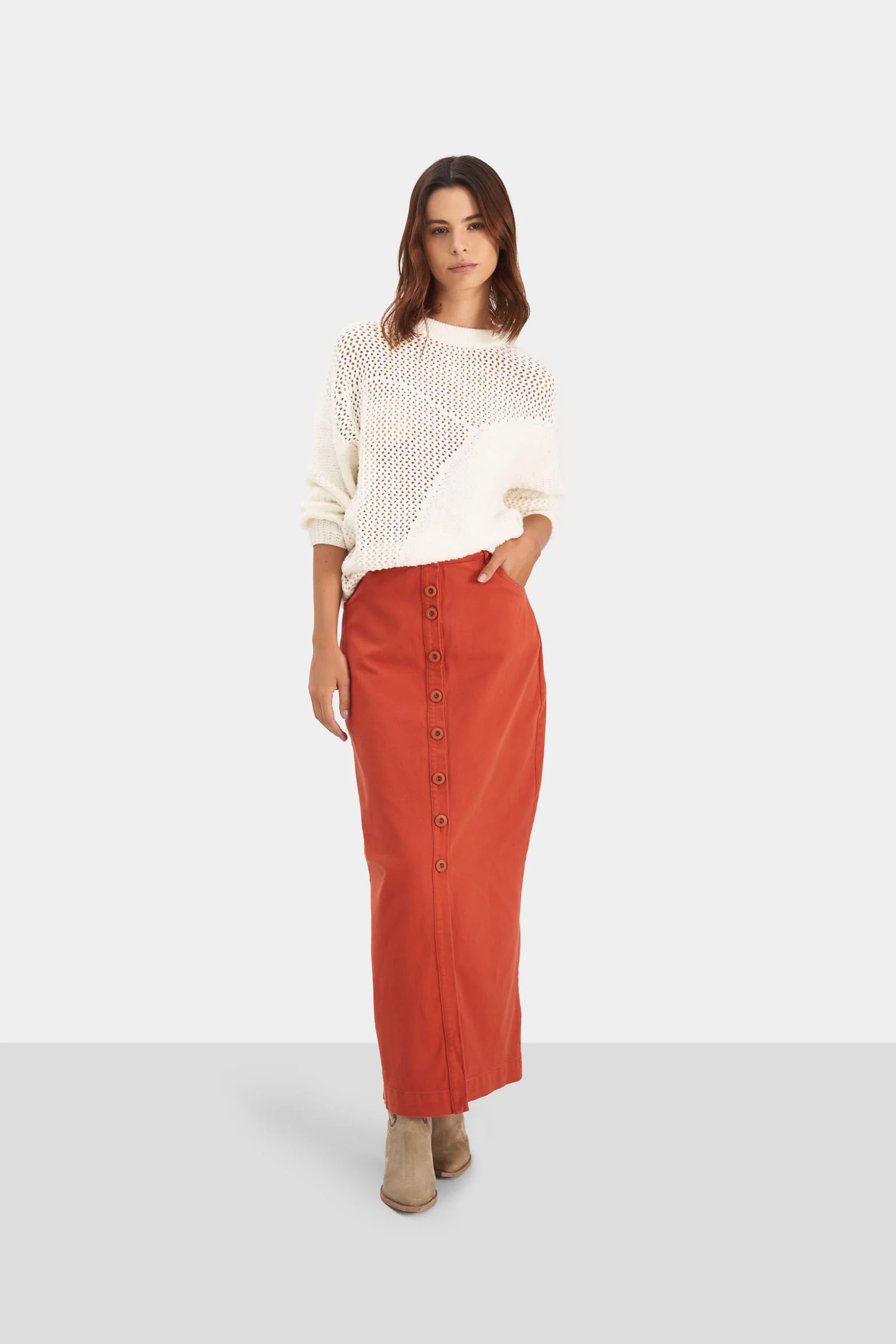 Women’s Flat Weave High-Rise Tube Skirt