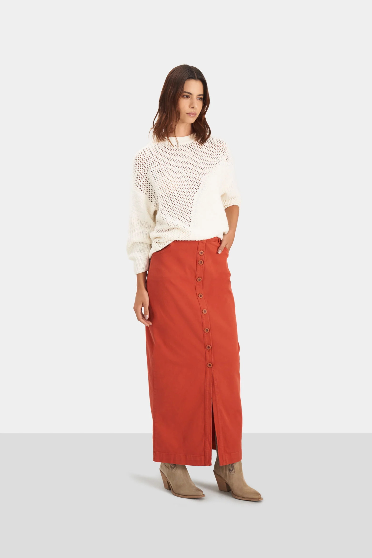 Women’s Flat Weave High-Rise Tube Skirt - Image 3