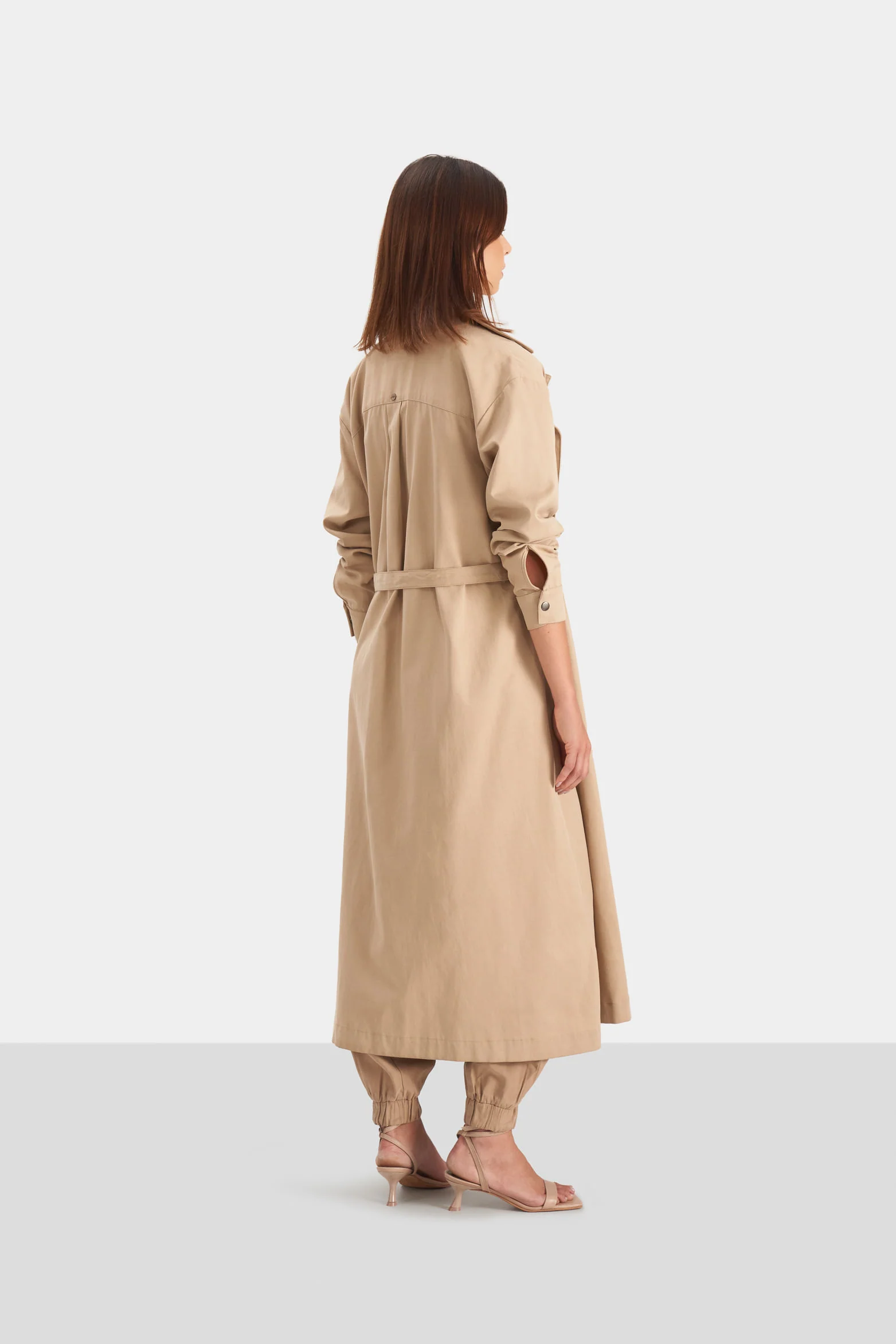 Women’s Florence Overcoat in Khaki with Oversized Pockets - Image 5