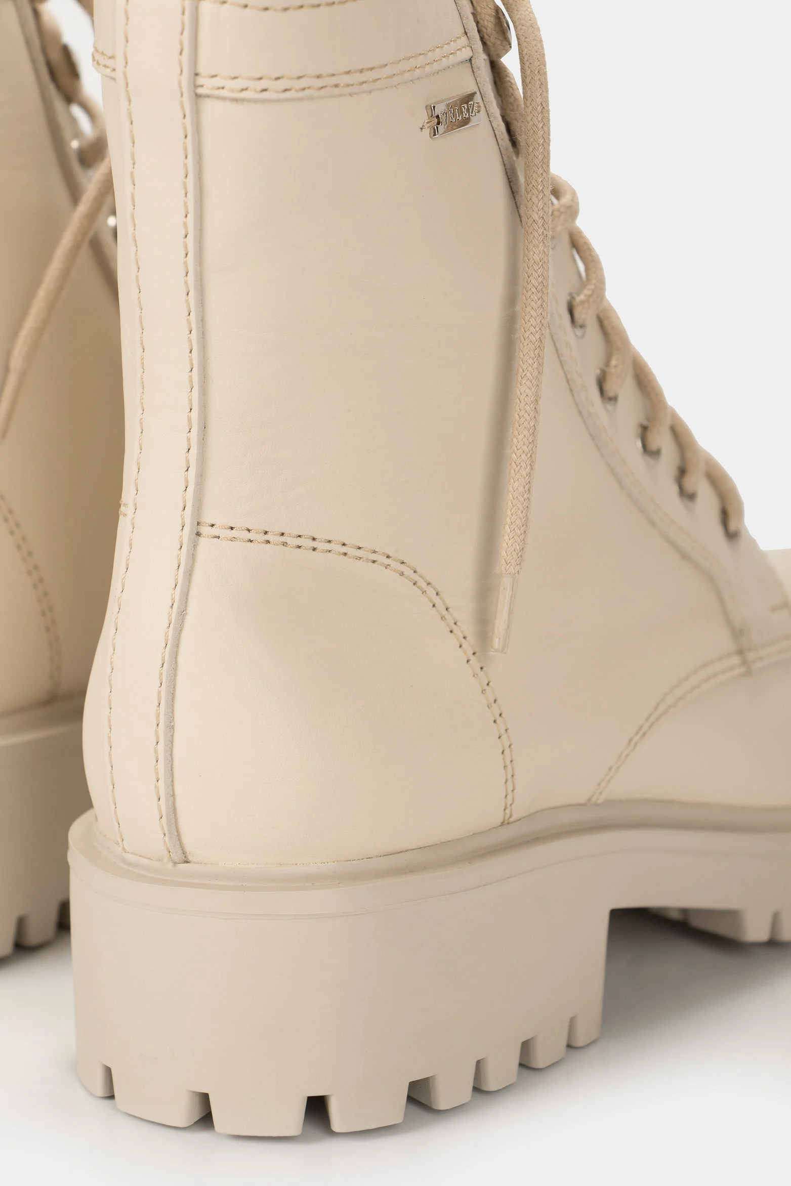 Women’s Hacker Monochrome Flat Boots in Beige - Image 4