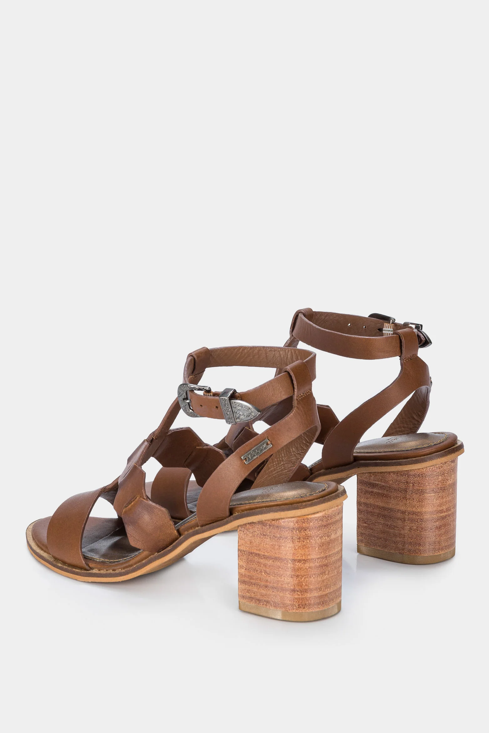 Women’s Iris Heeled Leather Sandal with Adjustable Strap at the Heel - Image 3