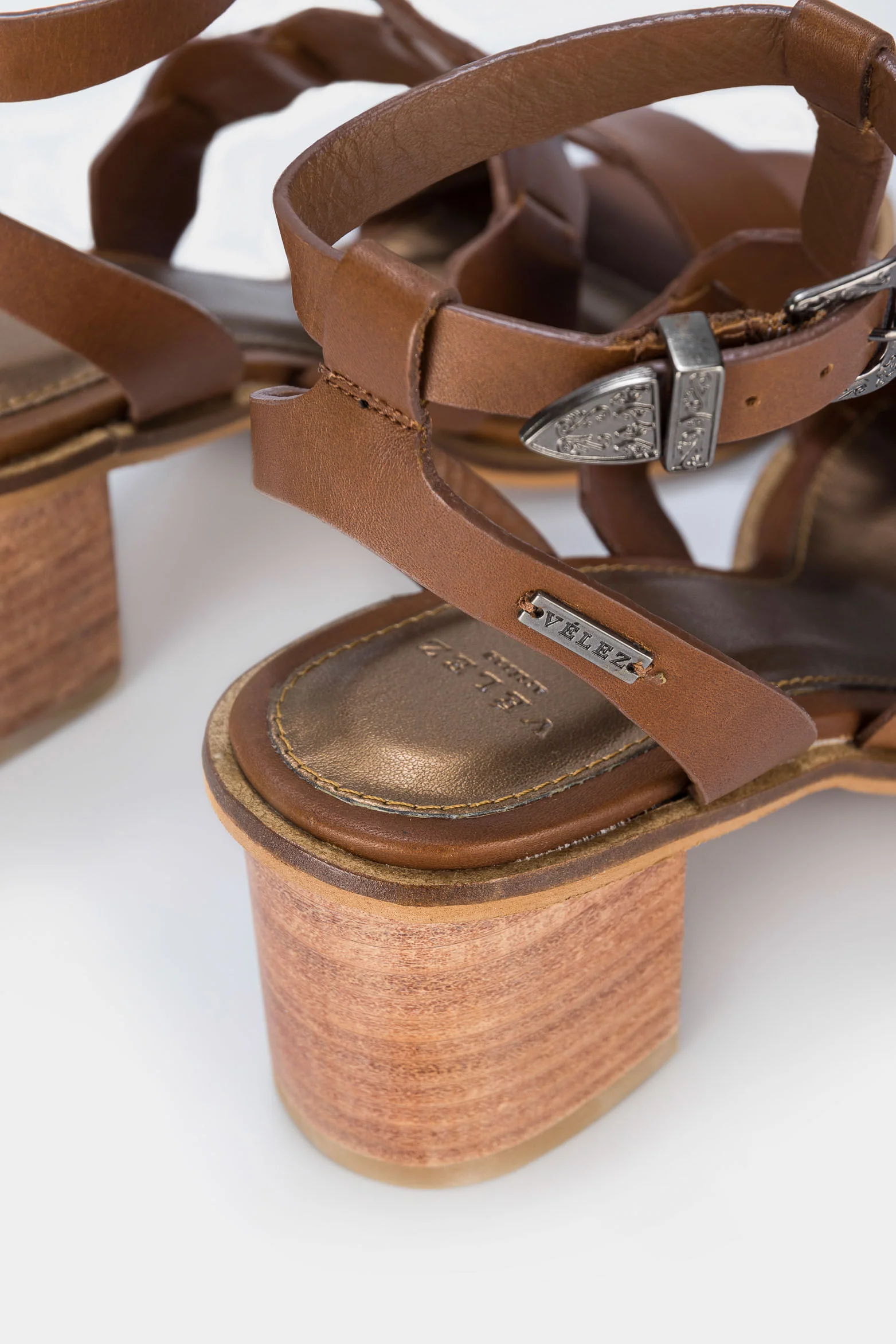 Women’s Iris Heeled Leather Sandal with Adjustable Strap at the Heel - Image 5