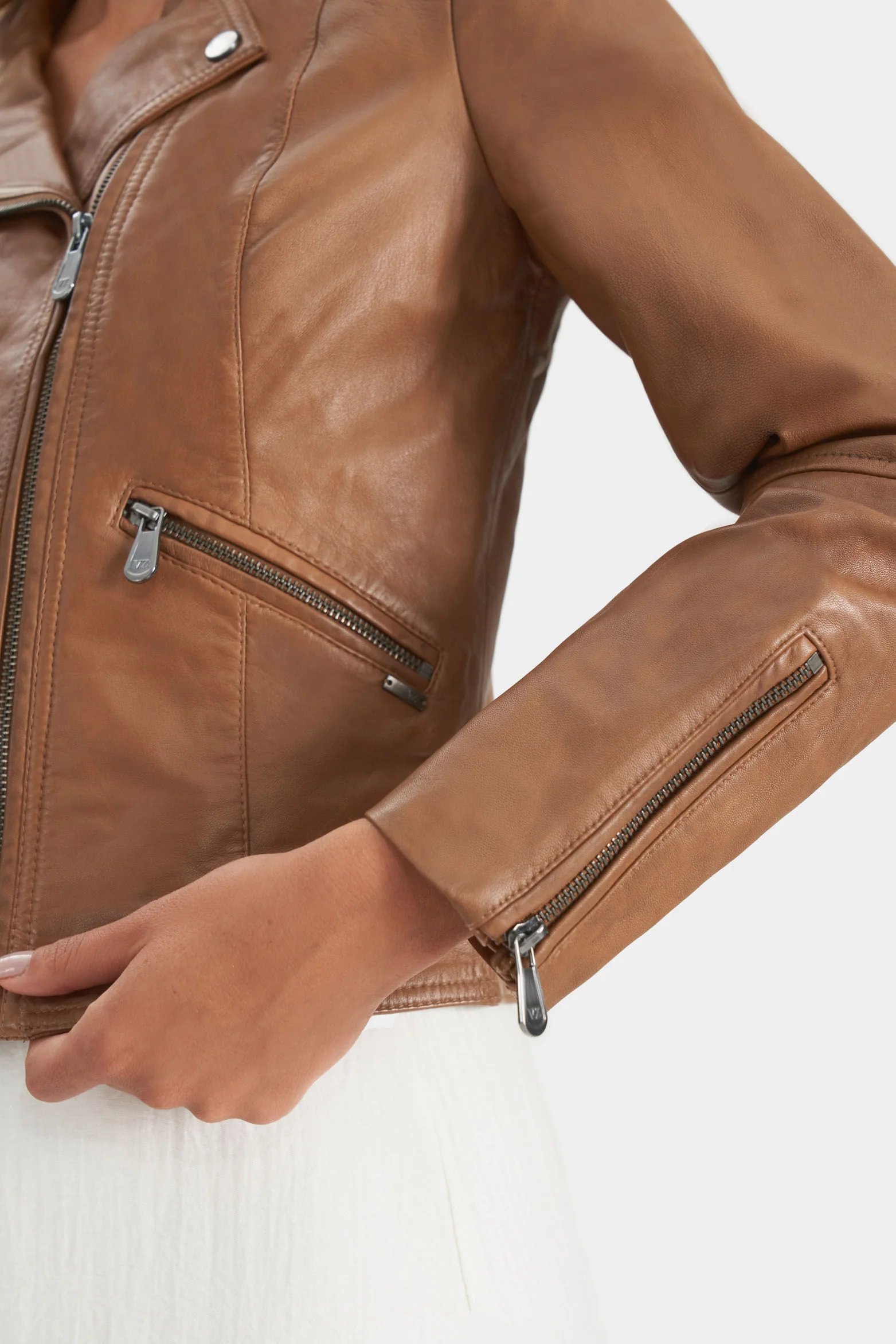 Women’s Island Biker Jacket in Honey Leather - Image 4